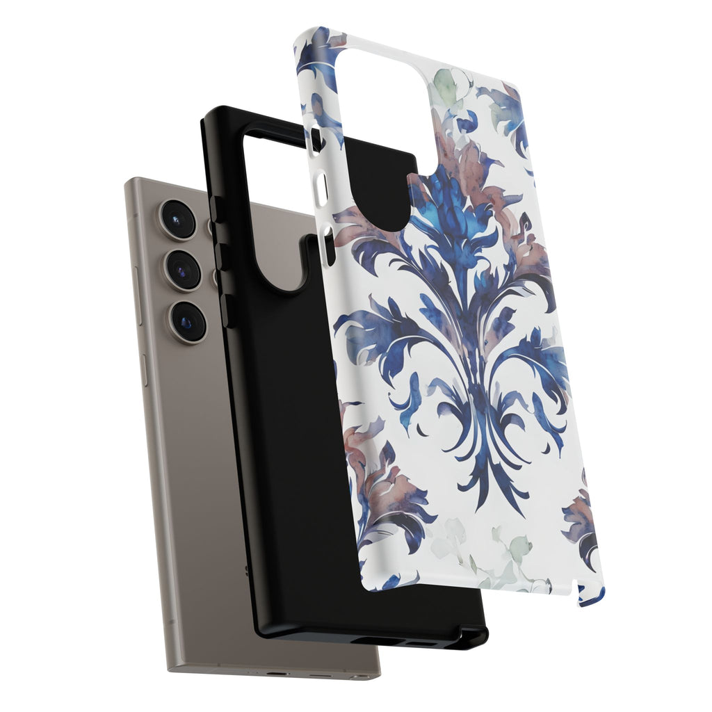 Delft Reverie - Elegant Blue & White Samsung S24 Ultra Tough Phone Case - Dutch Delftware-Inspired Floral Design