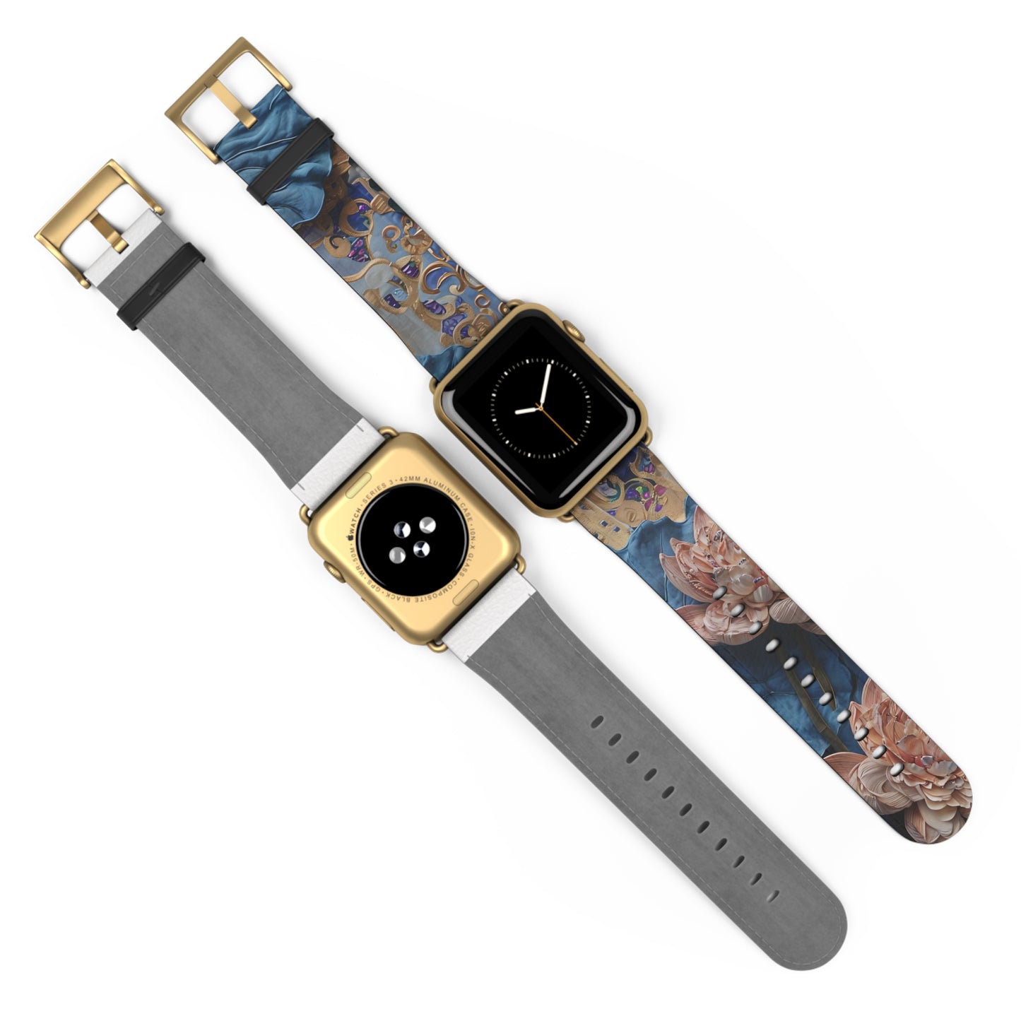 Peony Midnight Tapestry Designer Apple Watch Band - Premium Custom Strap for Series 1-9, SE & Ultra - Artistic Vegan Leather