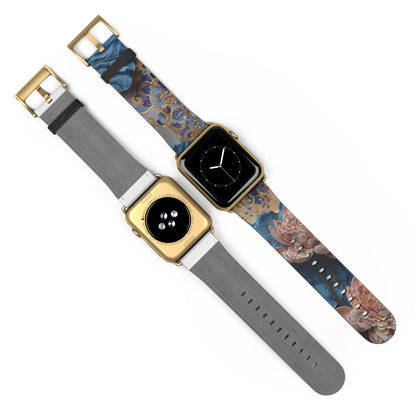 Peony Midnight Tapestry Designer Apple Watch Band - Premium Custom Strap for Series 1-9, SE & Ultra - Artistic Vegan Leather
