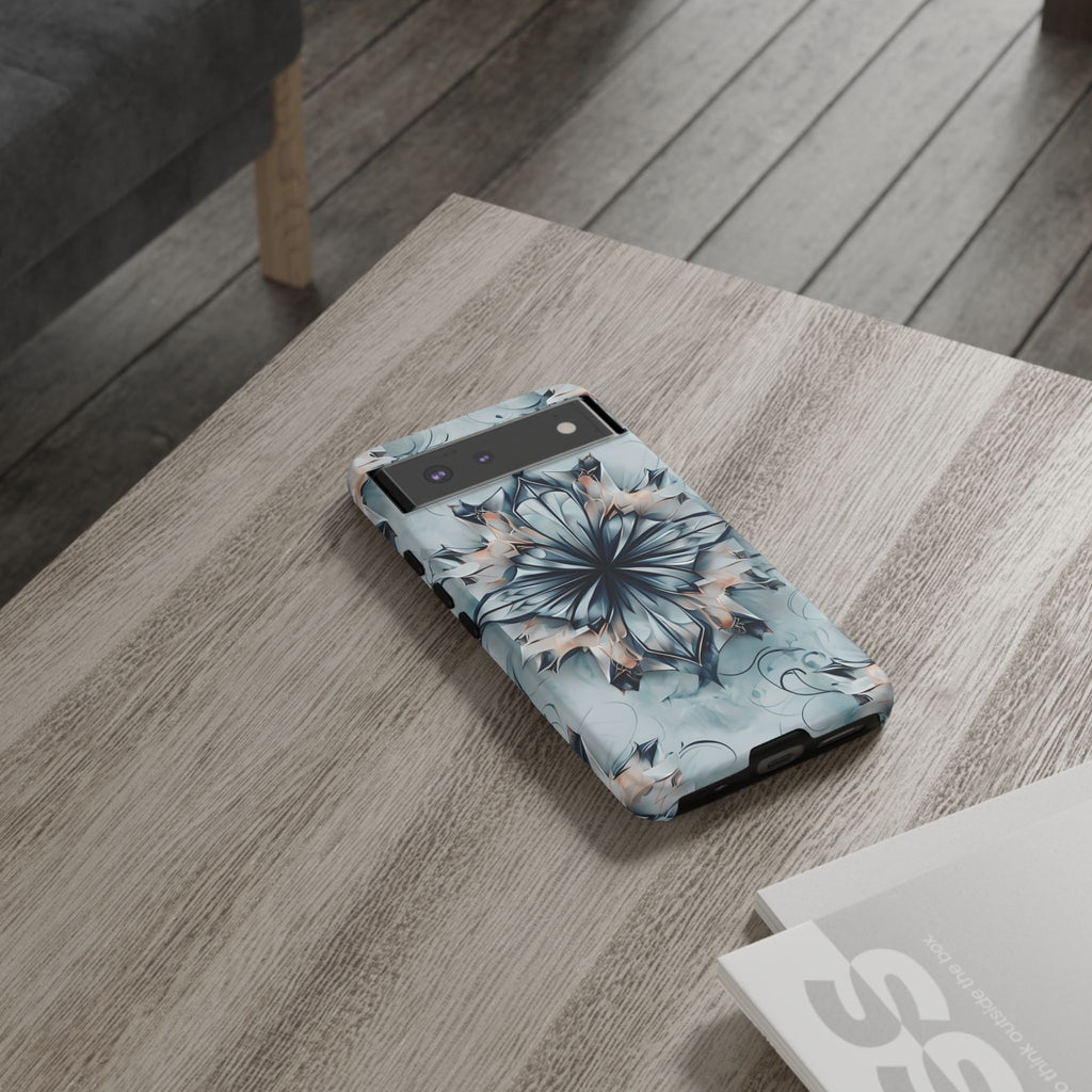 Indigo Mirage - Artistic Kaleidoscope Collection Artistic Floral - Google Pixel 6 Tough Phone Case - Bold Indigo Symmetrical Design