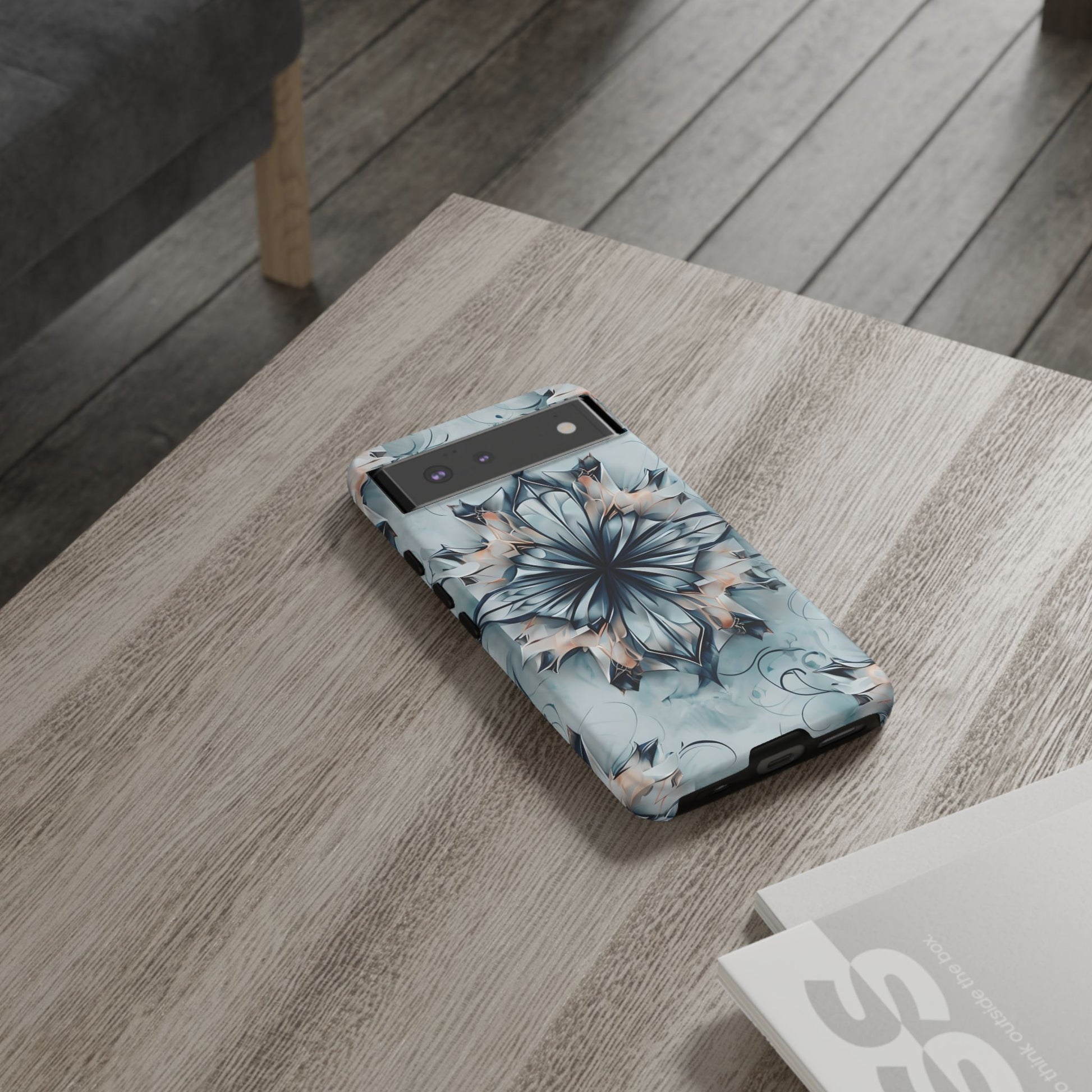 Indigo Mirage - Artistic Kaleidoscope Collection Artistic Floral - Google Pixel 6 Tough Phone Case - Bold Indigo Symmetrical Design