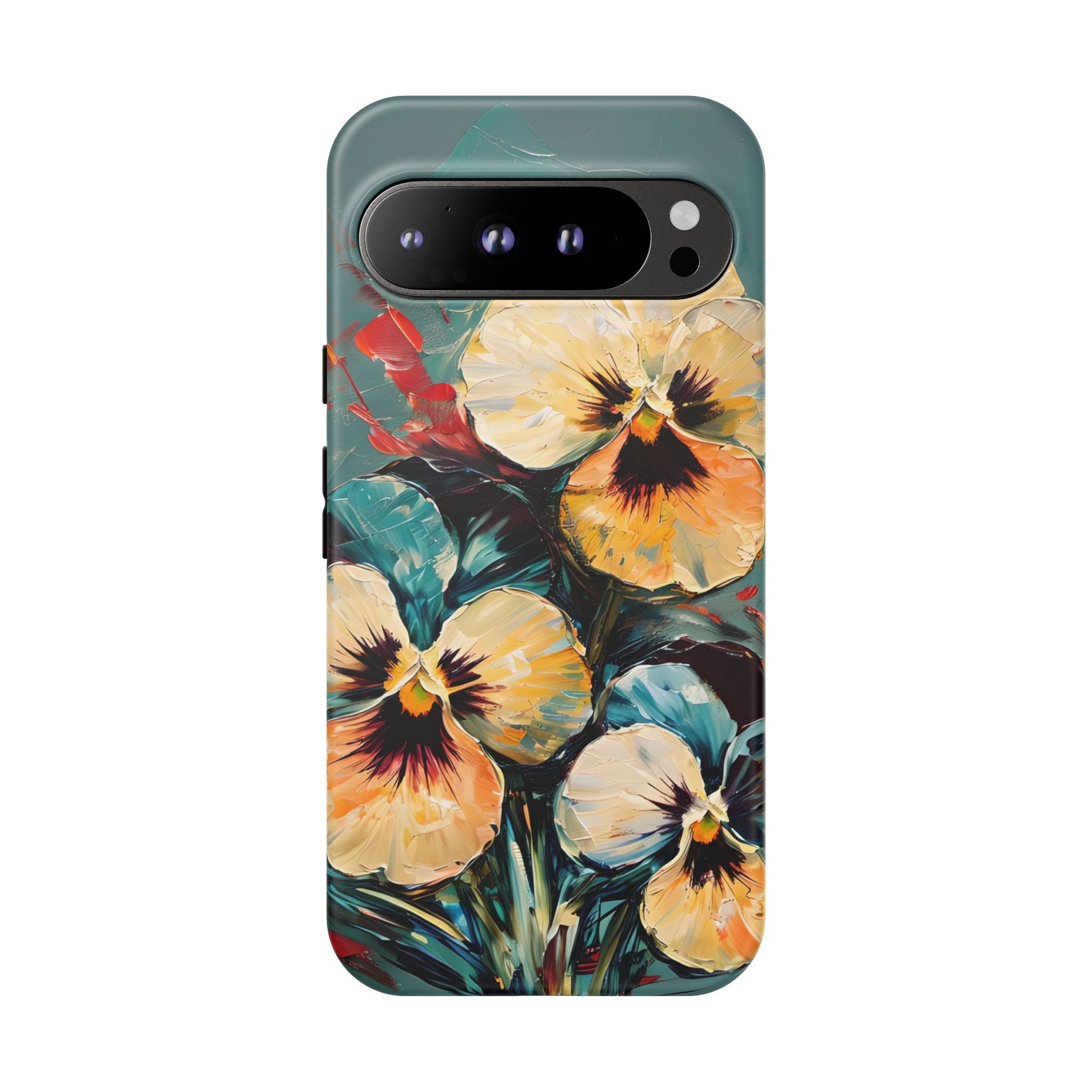 Golden Pansy Cascade Tough Case for Google Pixel 9 Pro XL- Floral Artistic Shockproof Cover, Elegant Protective Phone Case