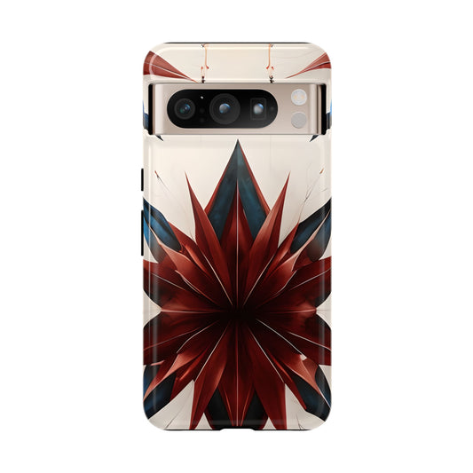 Garnet Starburst red, white and blue geometric starburst design Google Pixel phone case