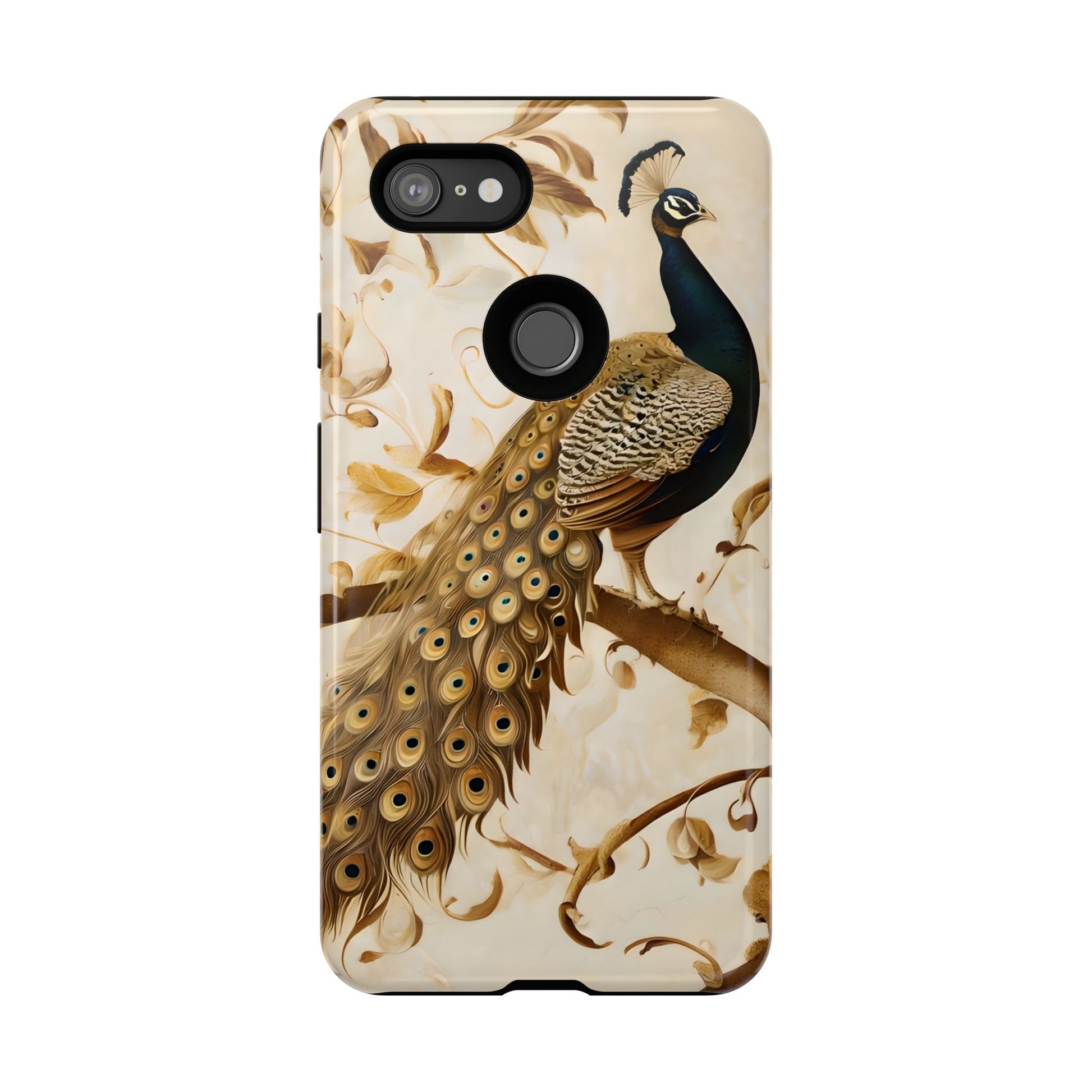 Golden Plumage - Luxe Peacock Art Google Pixel 3XL 5G Phone Case - Elegant Gold & Cream Design