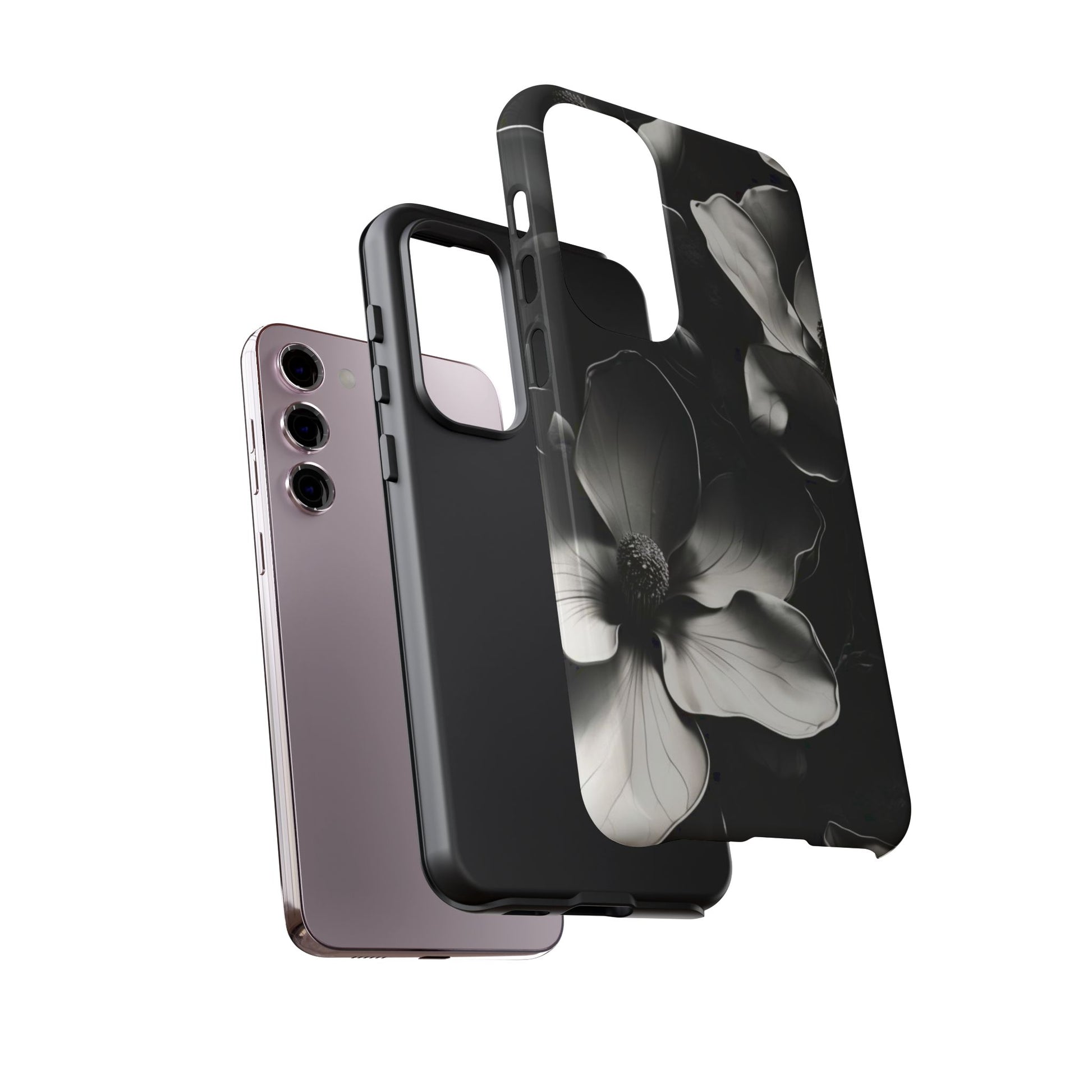 Monochrome Magnolia - Elegant Black & White Floral Samsung Galaxy S23 Plus Tough Phone Case - Artistic Magnolia Design