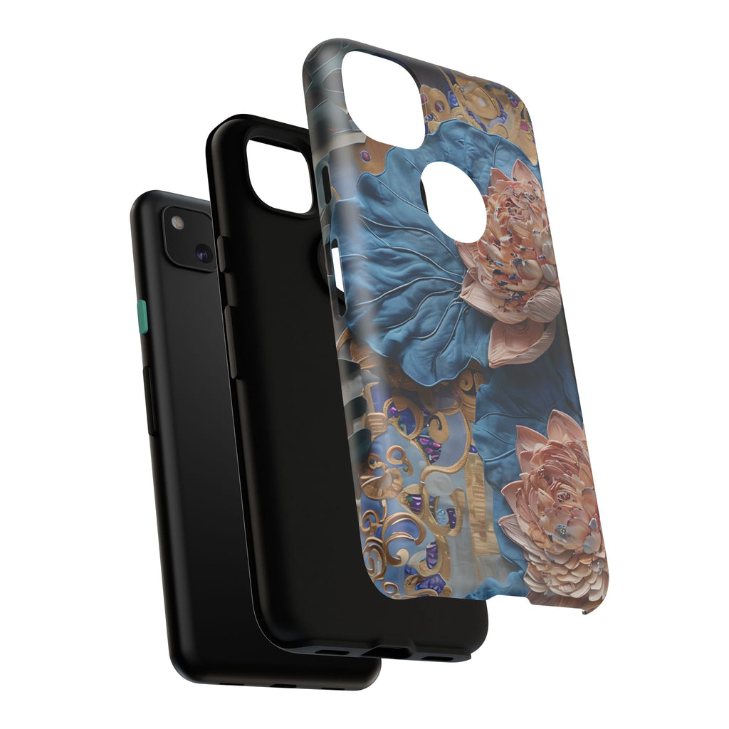 Peony Midnight Tapestry - Google Pixel 4a - Elegant Blue & Blush Artful Phone Cover