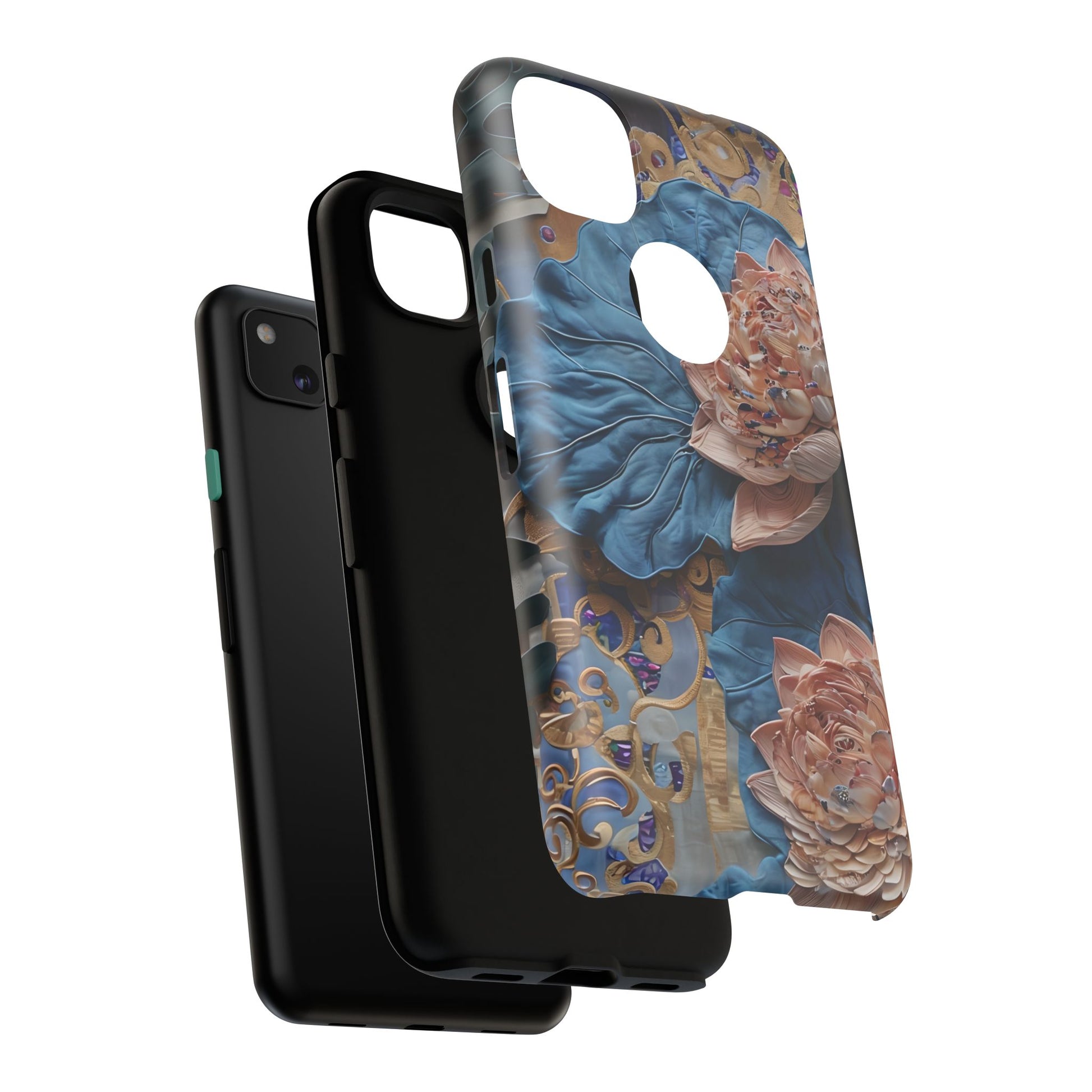 Peony Midnight Tapestry - Google Pixel 4a - Elegant Blue & Blush Artful Phone Cover