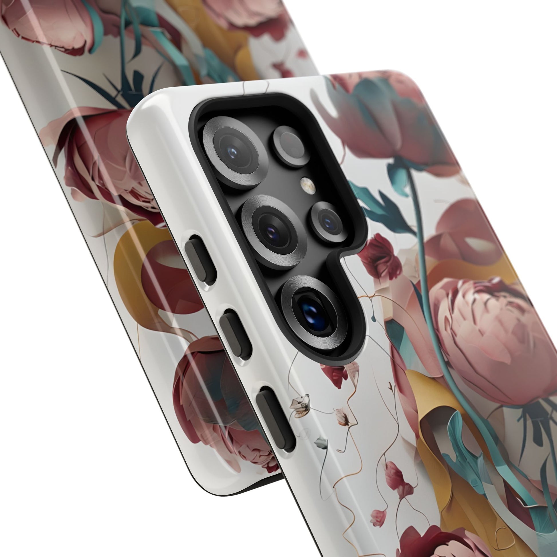 Blushing Peony Veil - Elegant Painterly Floral Samsung Galaxy S25 Ultra Tough Phone Case - Soft Blush & Teal Peony Design