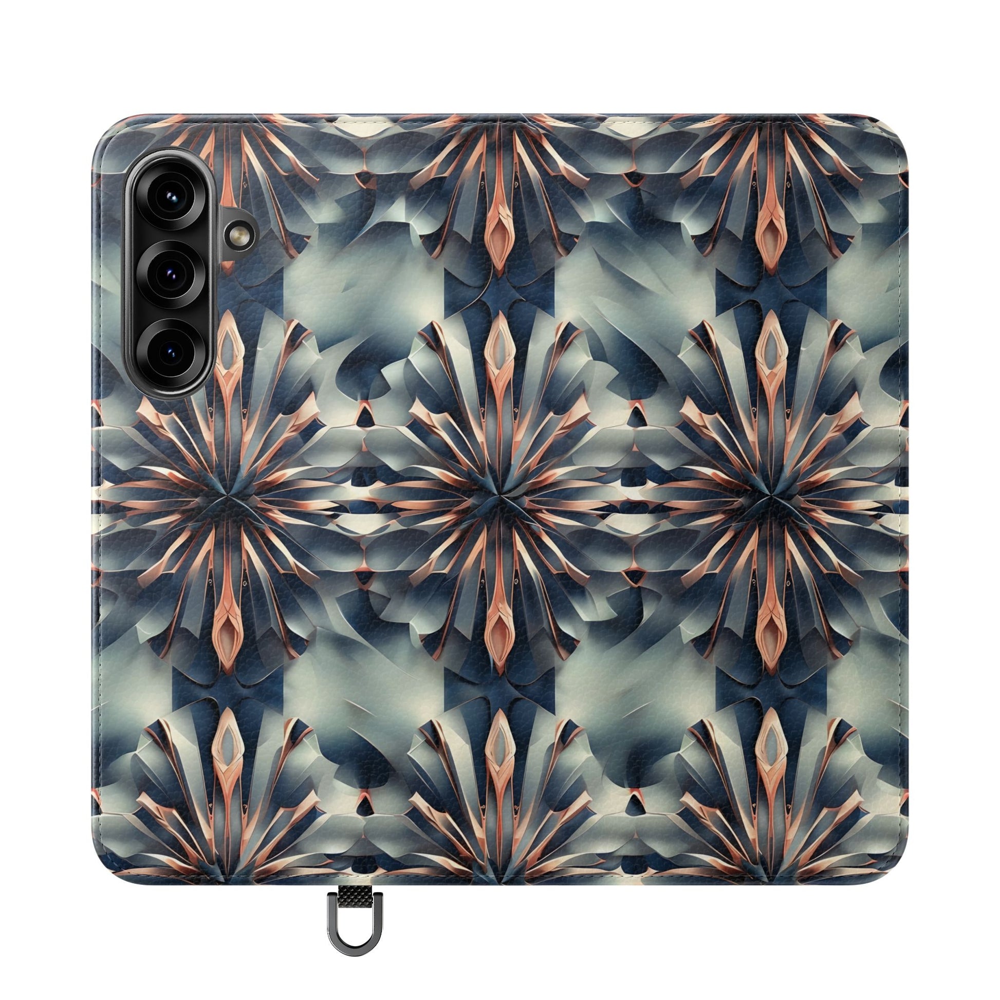 Obsidian Kaleidoscope Samsung Galaxy S25 Plus Wallet Case - Elegant Abstract Flip Cover with Card Slots