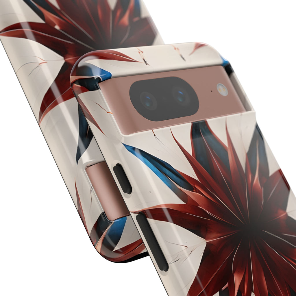Garnet Starburst - Kaleidoscope Collection Gemstone Floral - Google Pixel 8 Tough Phone Case - Floral Burst Design