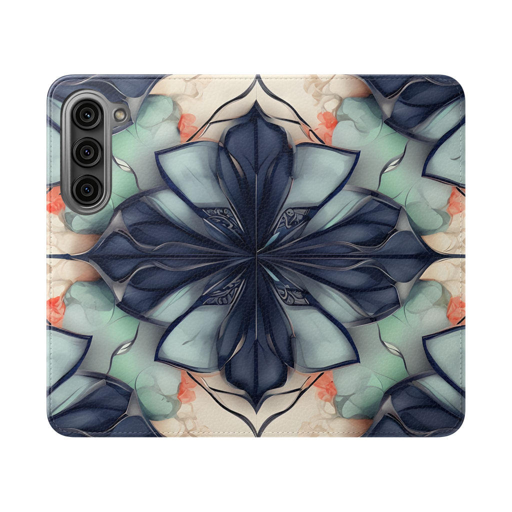 Midnight Mosaic - Abstract Floral Flip Phone Case for Samsung Galaxy S23
