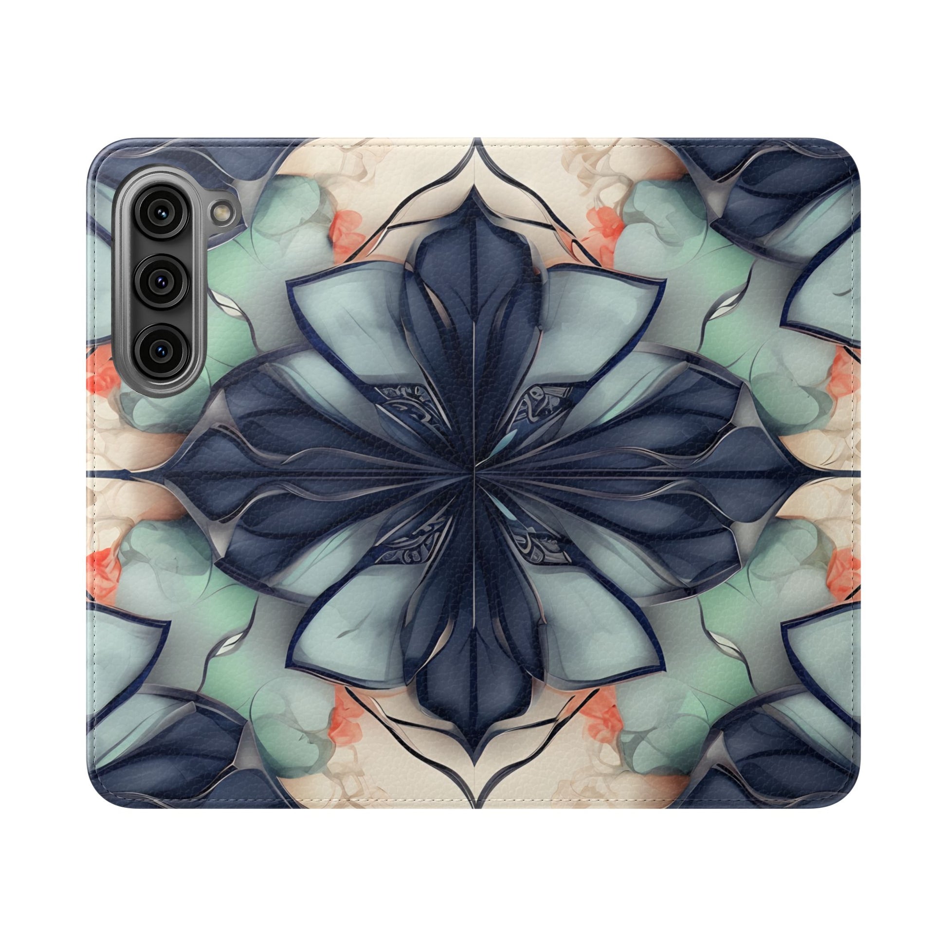 Midnight Mosaic - Abstract Floral Flip Phone Case for Samsung Galaxy S23