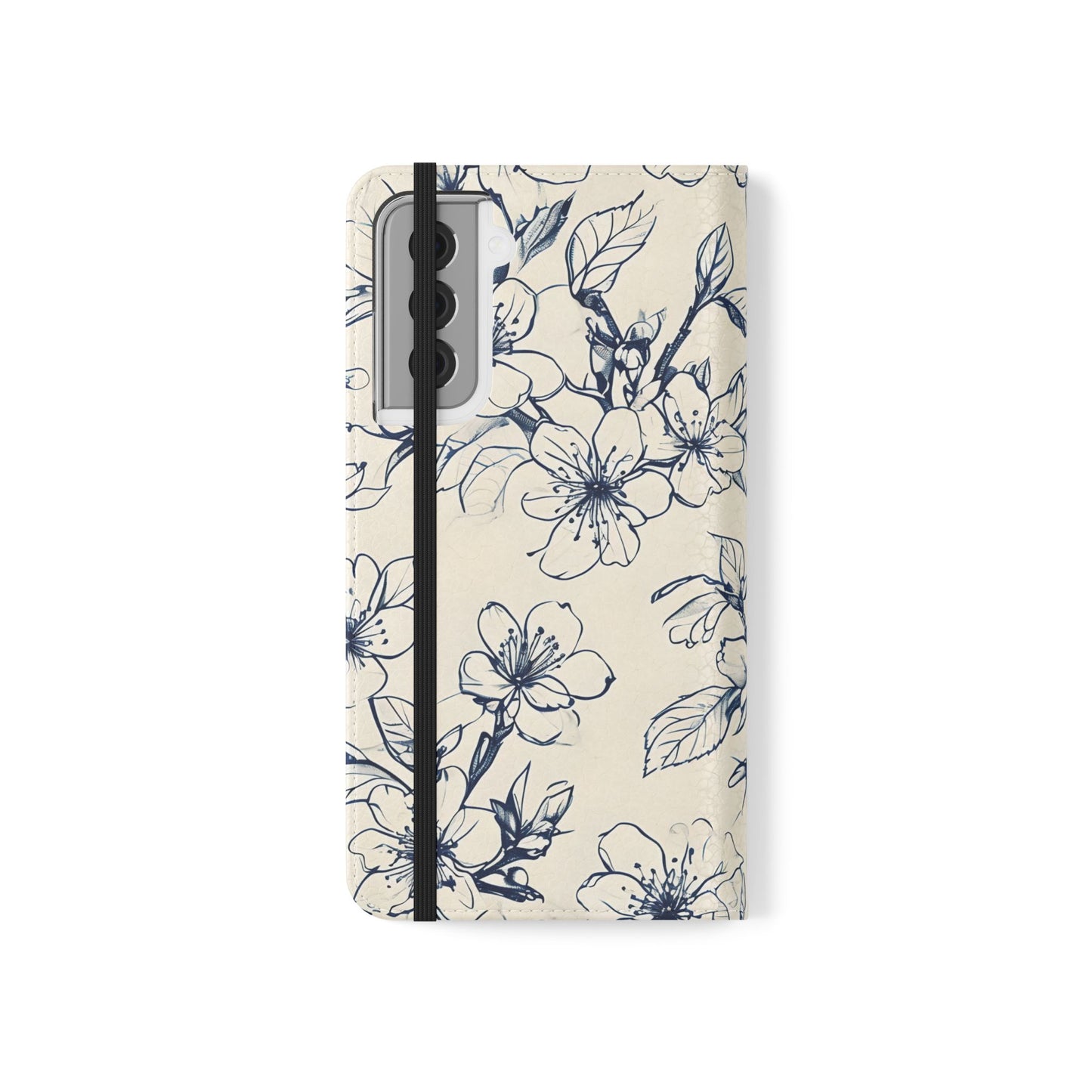 Blossom Sketch - Minimalist Floral Flip Phone Case for Samsung Galaxy