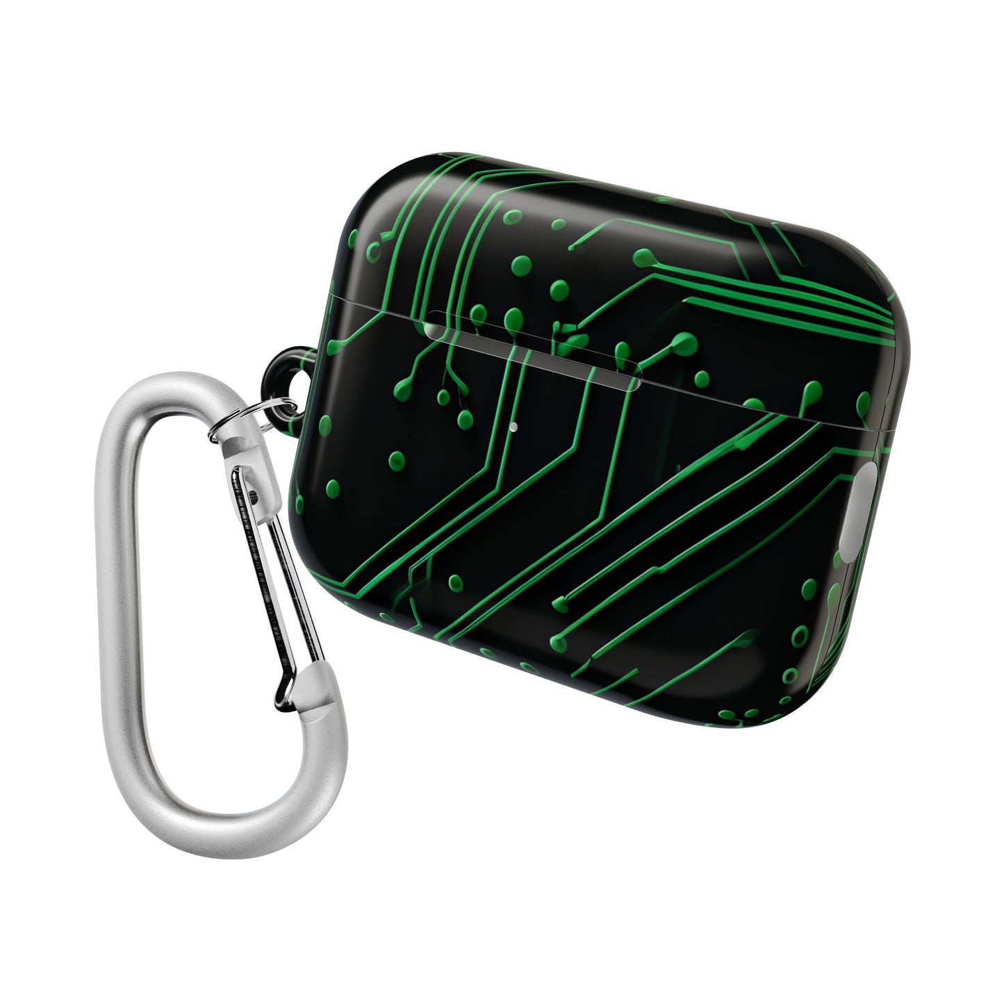 Green Circuit Grid AirPod Case - Green & Black Computer Design Earbud Cover for Gen 1, 2, 3, Pro Gen 1 & 2