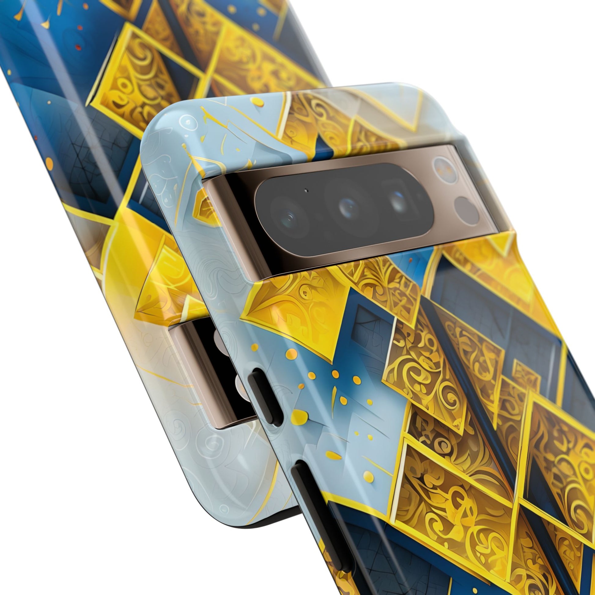 Golden Ascent Luxe Geometric Google Pixel 8 Pro Tough Case - Elegant Abstract Gold Design