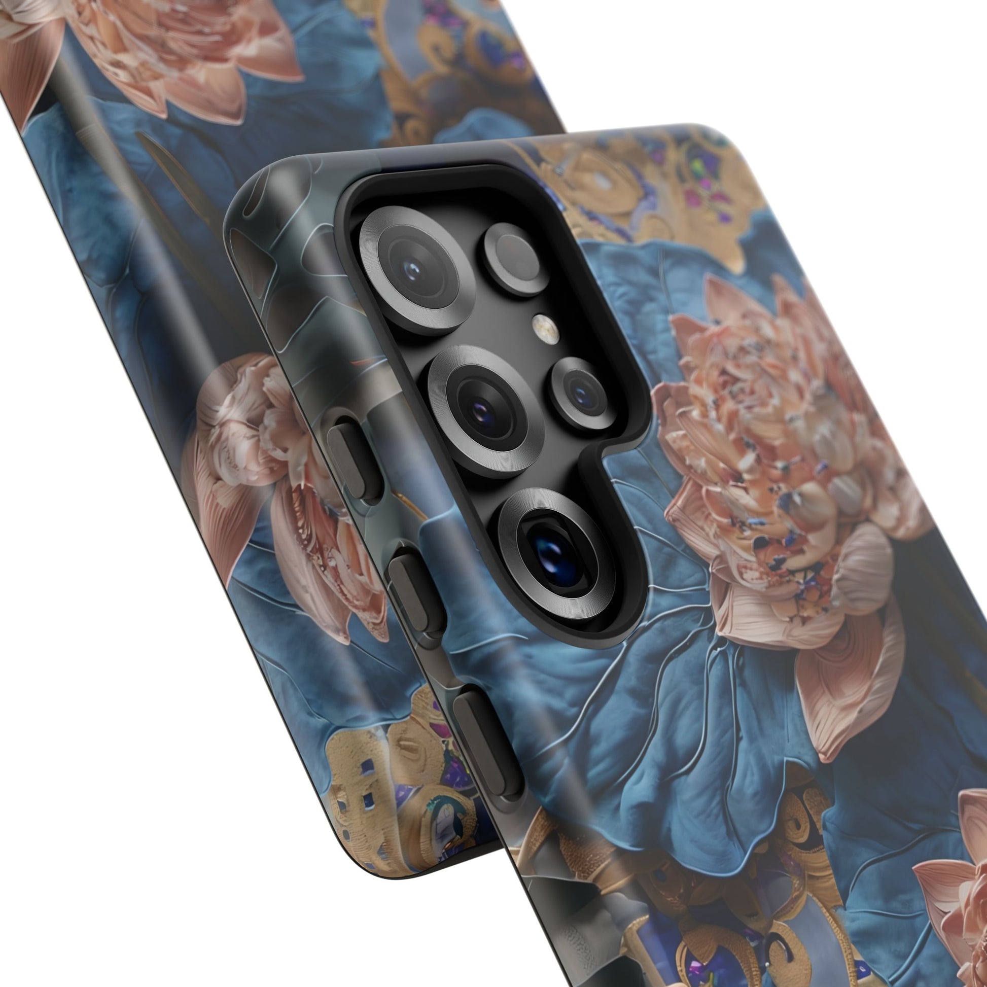 Peony Midnight Tapestry - Samsung Galaxy S25 Ultra - Elegant Blue & Blush Artful Phone Cover