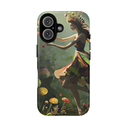 Dancing Wildflower Muse iPhone - Artistic Floral Fantasy Cover - MagSafe Compatible - Whimsical Nature-Inspired Protective Accessory