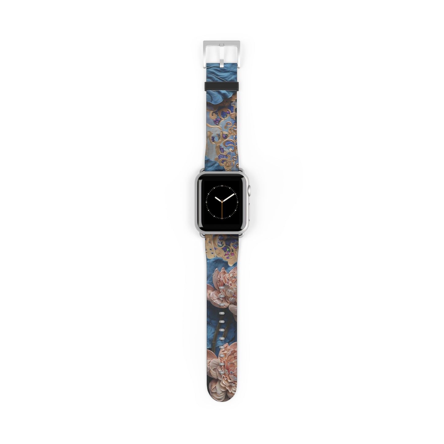 Peony Midnight Tapestry Designer Apple Watch Band - Premium Custom Strap for Series 1-9, SE & Ultra - Artistic Vegan Leather
