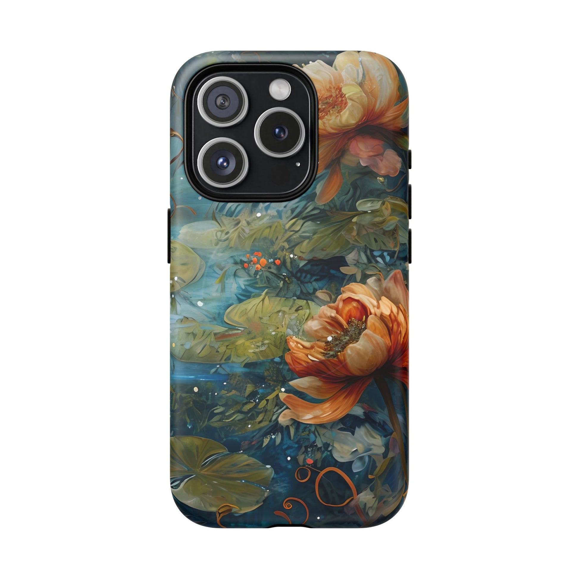 Waterlily Nocturne iPhone 15 Pro Case - Artistic Tough Cover - MagSafe Compatible - Premium Drop Protection