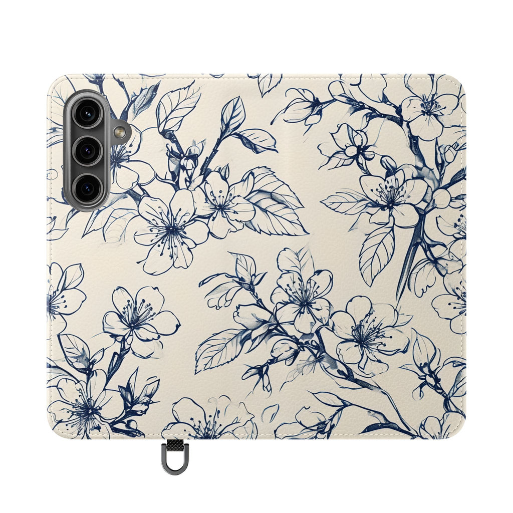 Blossom Sketch - Minimalist Floral Flip Phone Case for Samsung Galaxy S24