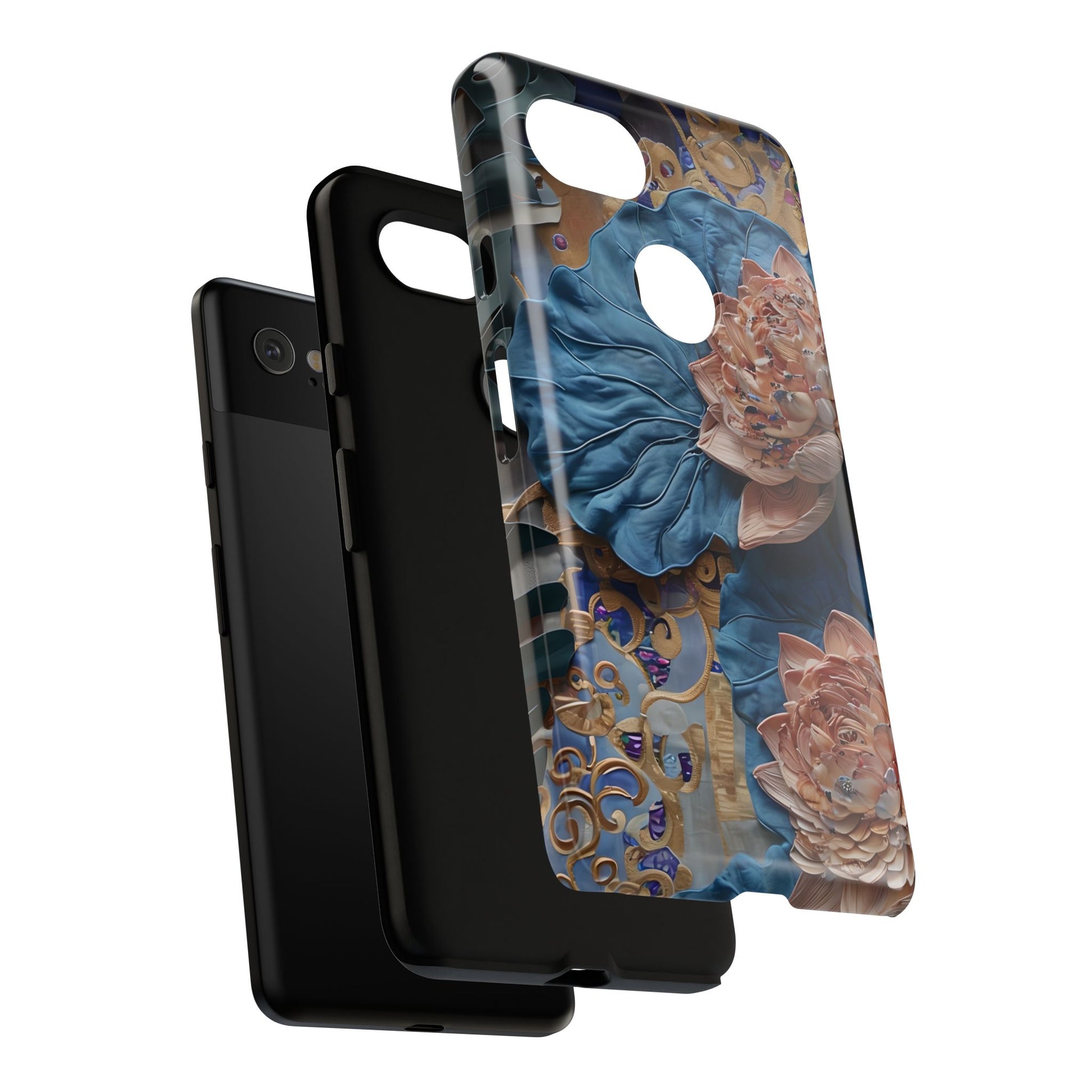Peony Midnight Tapestry - Google Pixel 2XL - Elegant Blue & Blush Artful Phone Cover