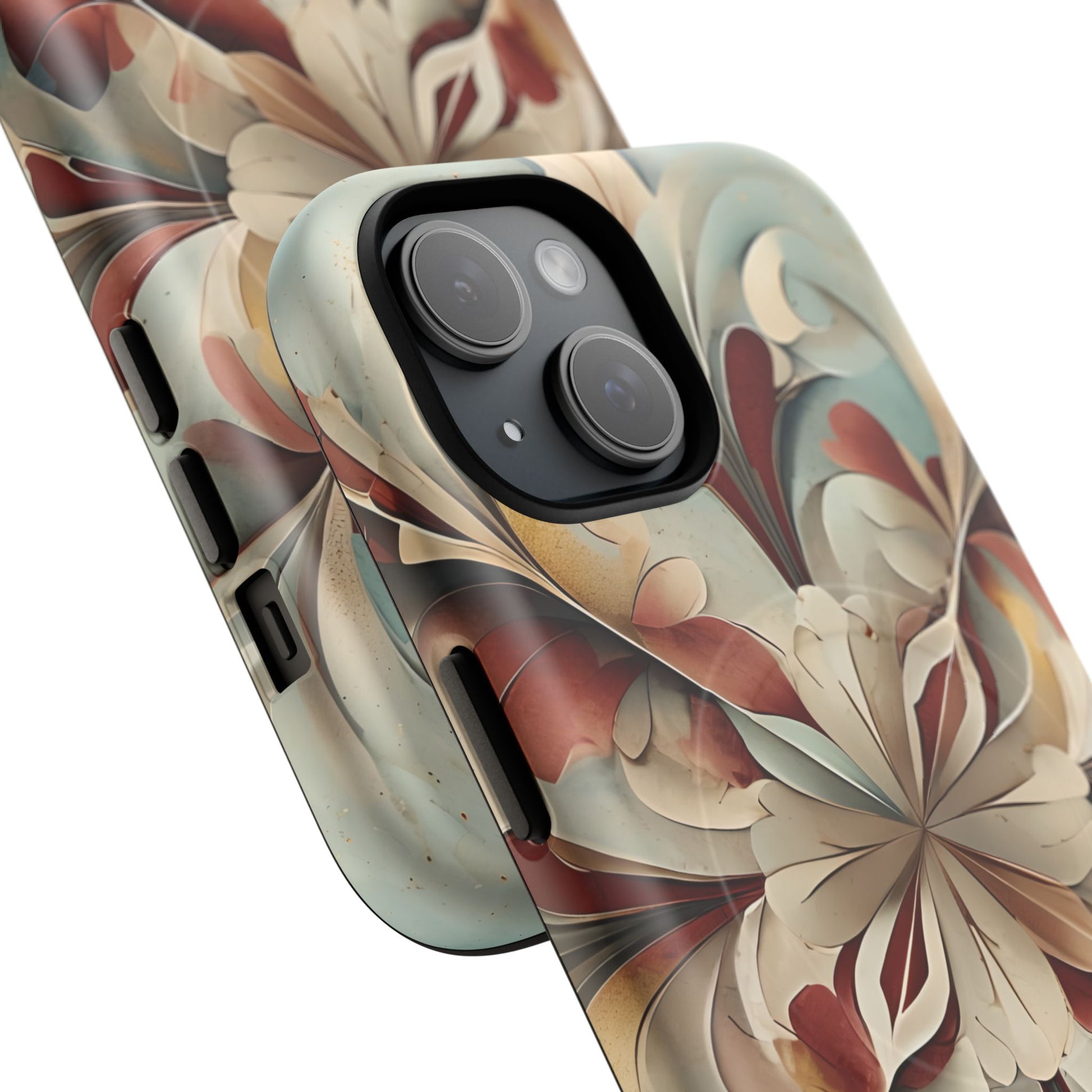 Vintage Baroque Blossom - Ornate Floral Art iPhone 15 MagSafe Phone Case - Elegant Baroque-Inspired Design