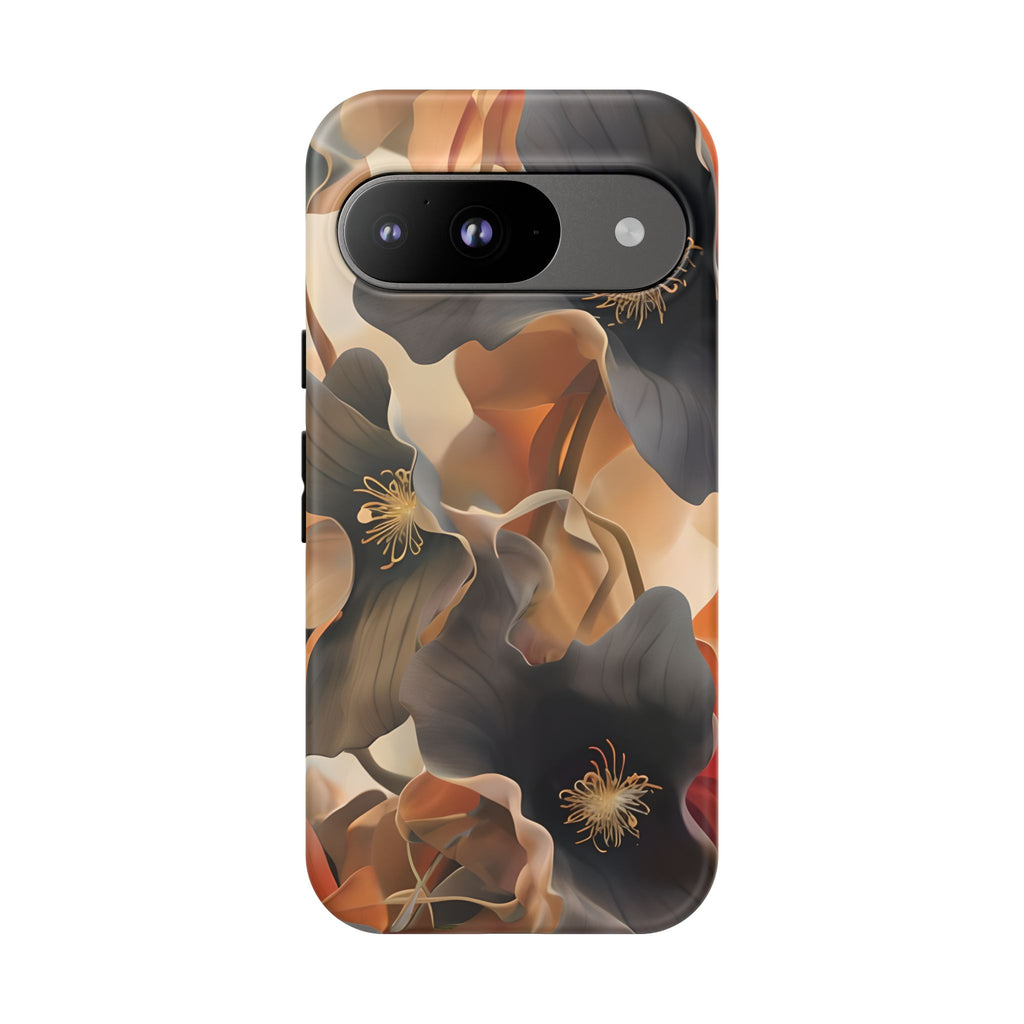 Autumn Ember - Moody Floral Art Google Pixel 9 Tough Phone Case - Warm Earthy Botanical Design