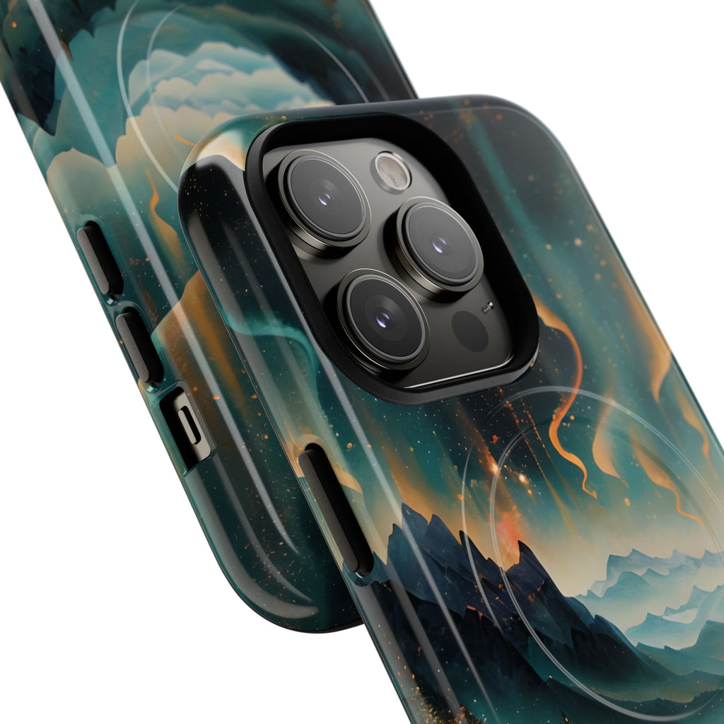 Aurora Dreamscape iPhone 14 Pro Case – Northern Lights Art, MagSafe Compatible, Tough Shockproof Cover