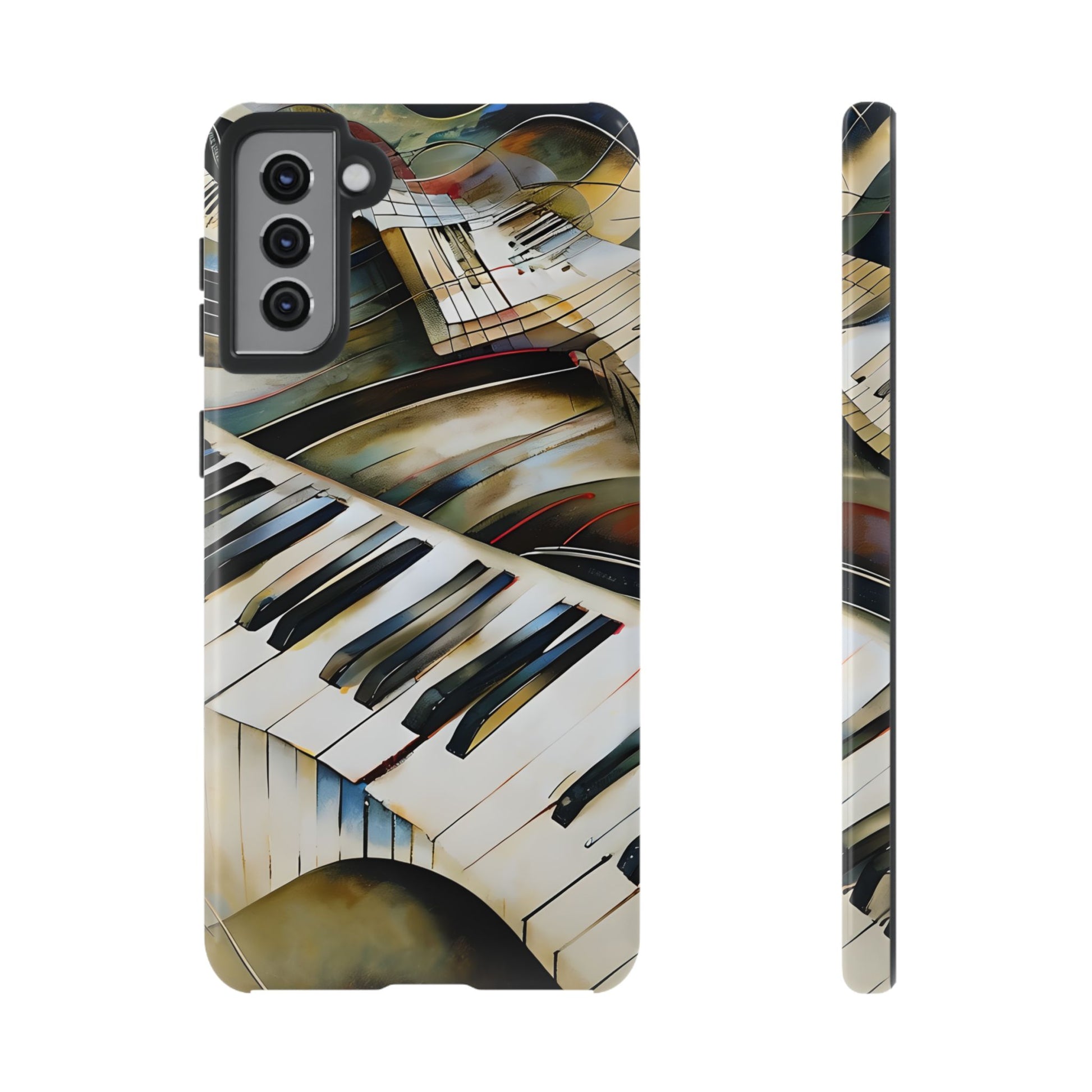 Ivory Cascade Abstract Keyboard Music Tough Case for Samsung Galaxy S21 Plus - Shockproof Phone Cover