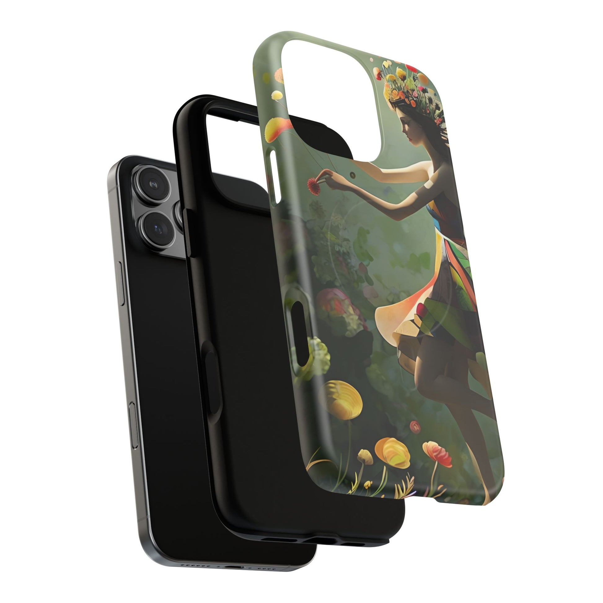 Dancing Wildflower Muse iPhone 16 Pro Max- Artistic Floral Fantasy Cover - MagSafe Compatible - Whimsical Nature-Inspired Protective Accessory