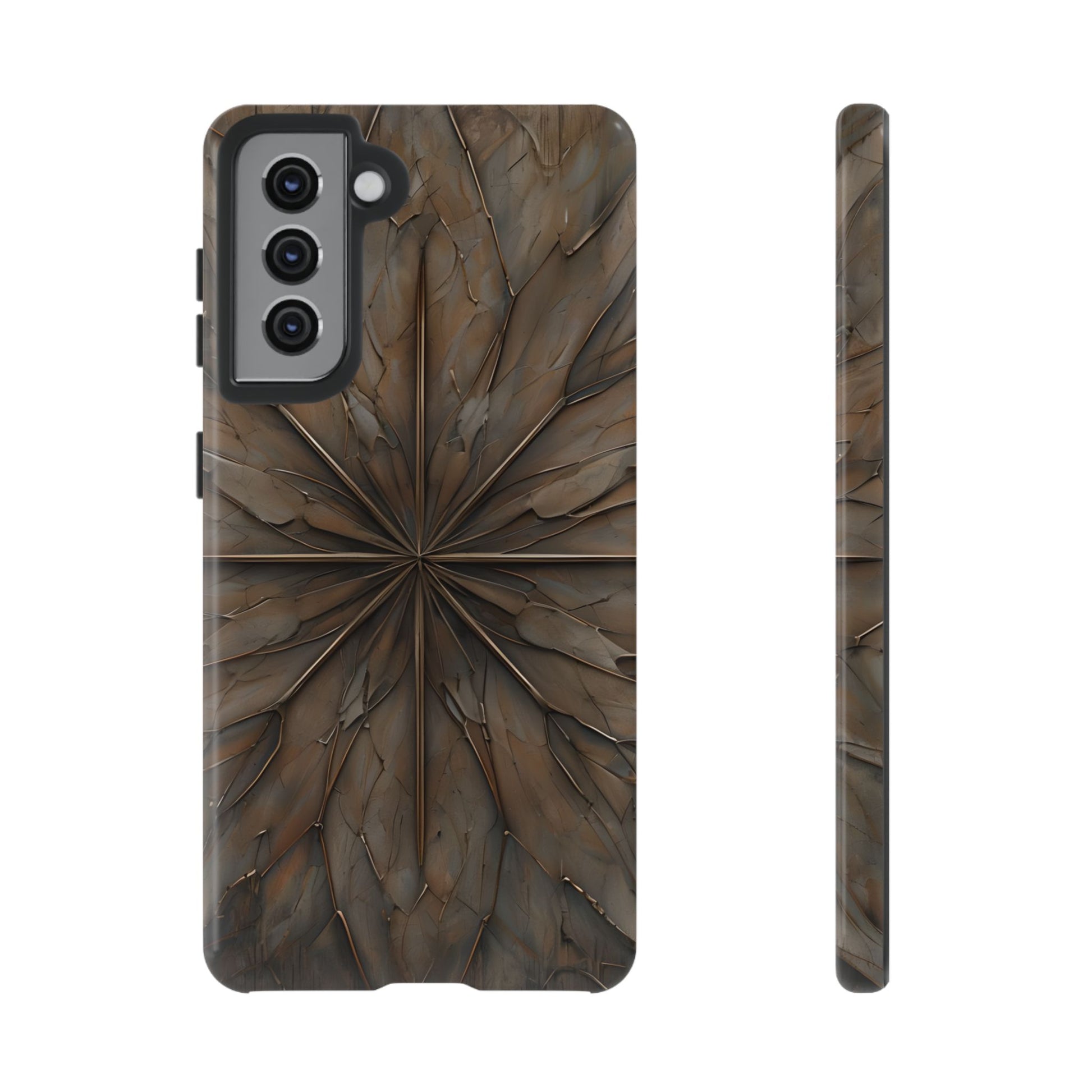 Earthstone Mandala - Kaleidoscope Collection Artistic Taupe Burst - Samsung Galaxy S21 Tough Phone Case