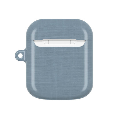 Blue Grey Linen AirPods Case - Minimalist Smooth Weave Texture Cover for Gen 1, 2, 3, Pro Gen 1 & 2