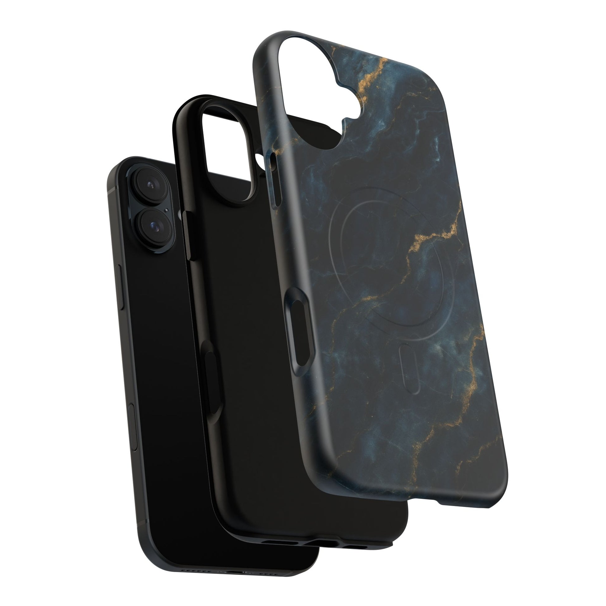 Midnight Marble MagSafe iPhone 16 Plus Case - Deep Blue Marble Design Shockproof Cover