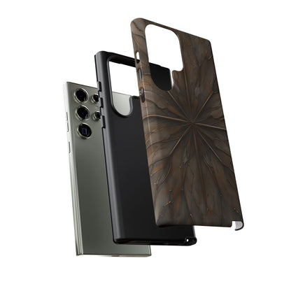 Earthstone Mandala Samsung Galaxy dual layer tough case with intricate earthy mandala artwork, side and back view