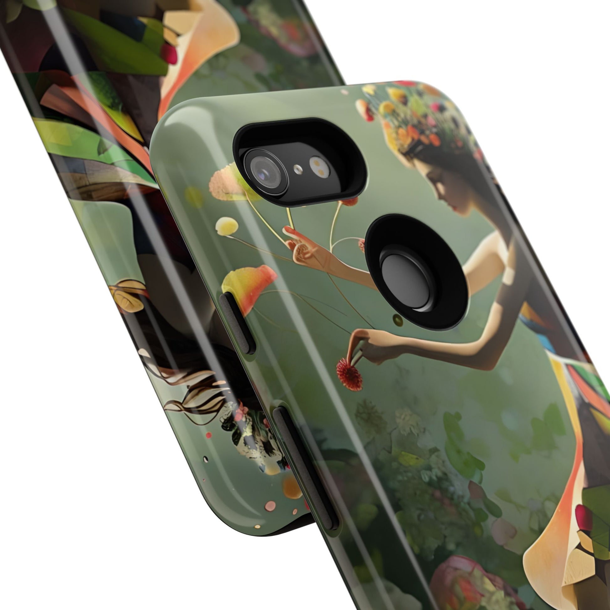 Dancing Wildflower Muse Google Pixel 3 Tough Case - Artistic Floral Fantasy Cover - Whimsical Nature-Inspired Protective Accessory