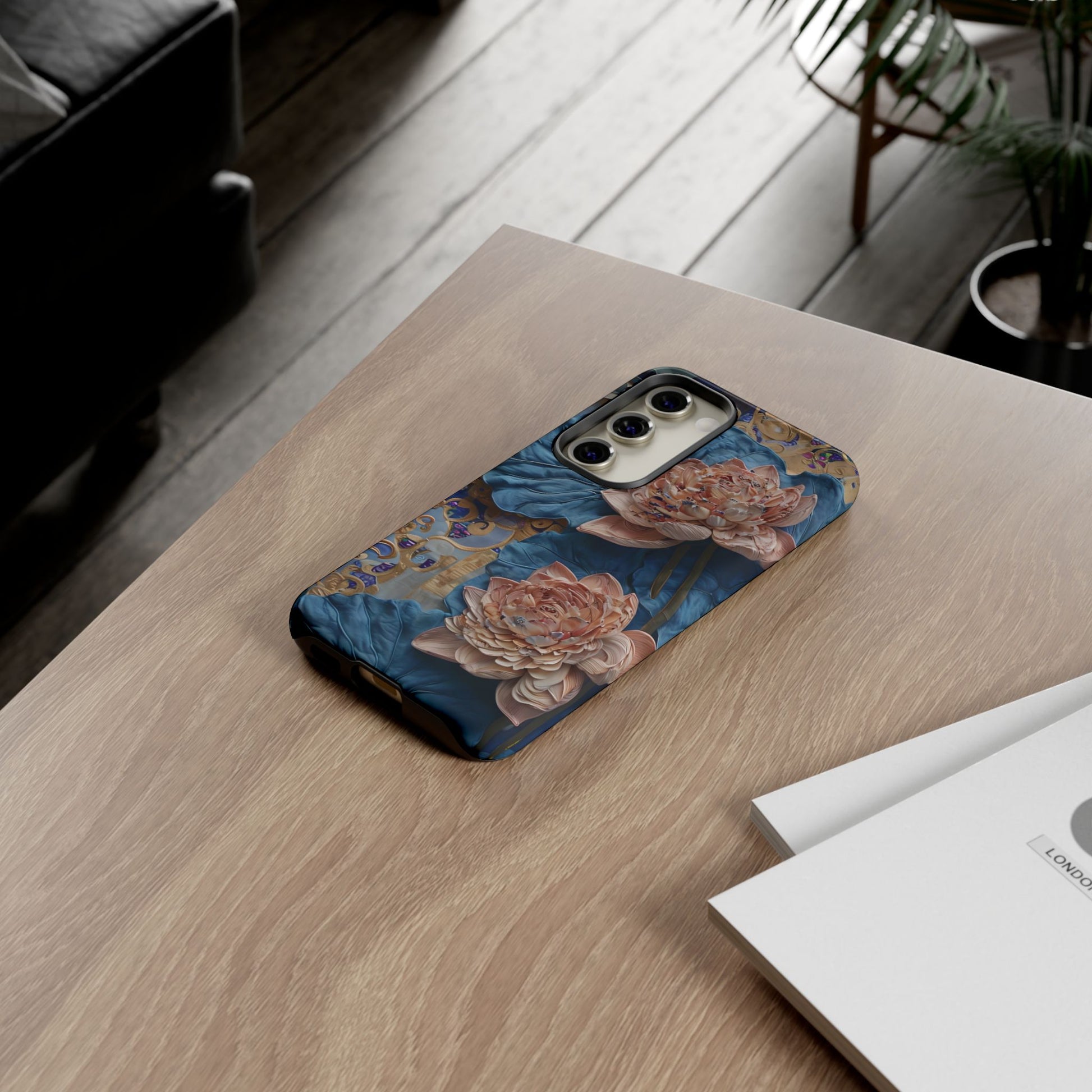 Peony Midnight Tapestry - Samsung Galaxy S23 - Elegant Blue & Blush Artful Phone Cover