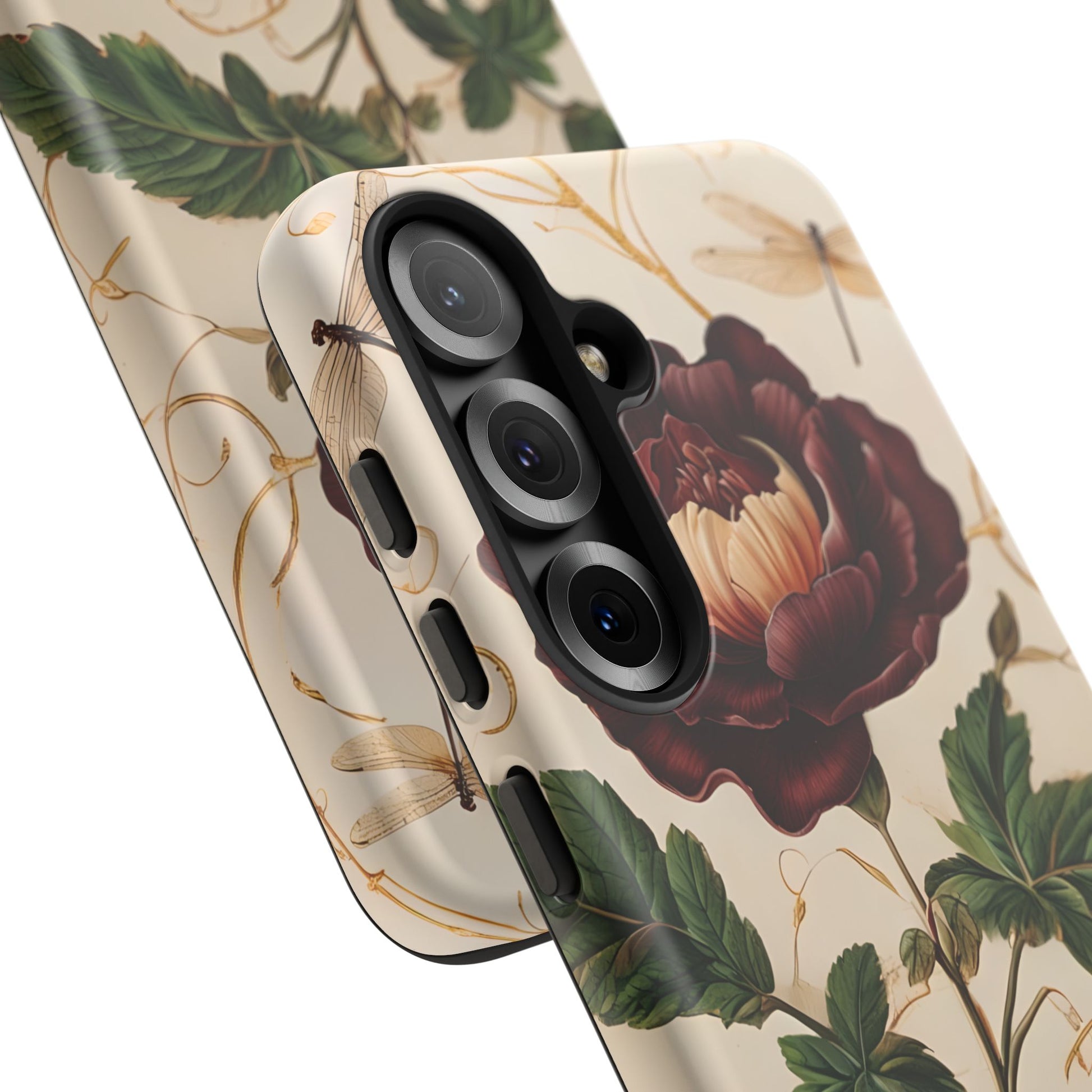 Vintage Burgundy Rose - Elegant Floral Samsung  S25 Phone Case - Classic Painterly Rose Design