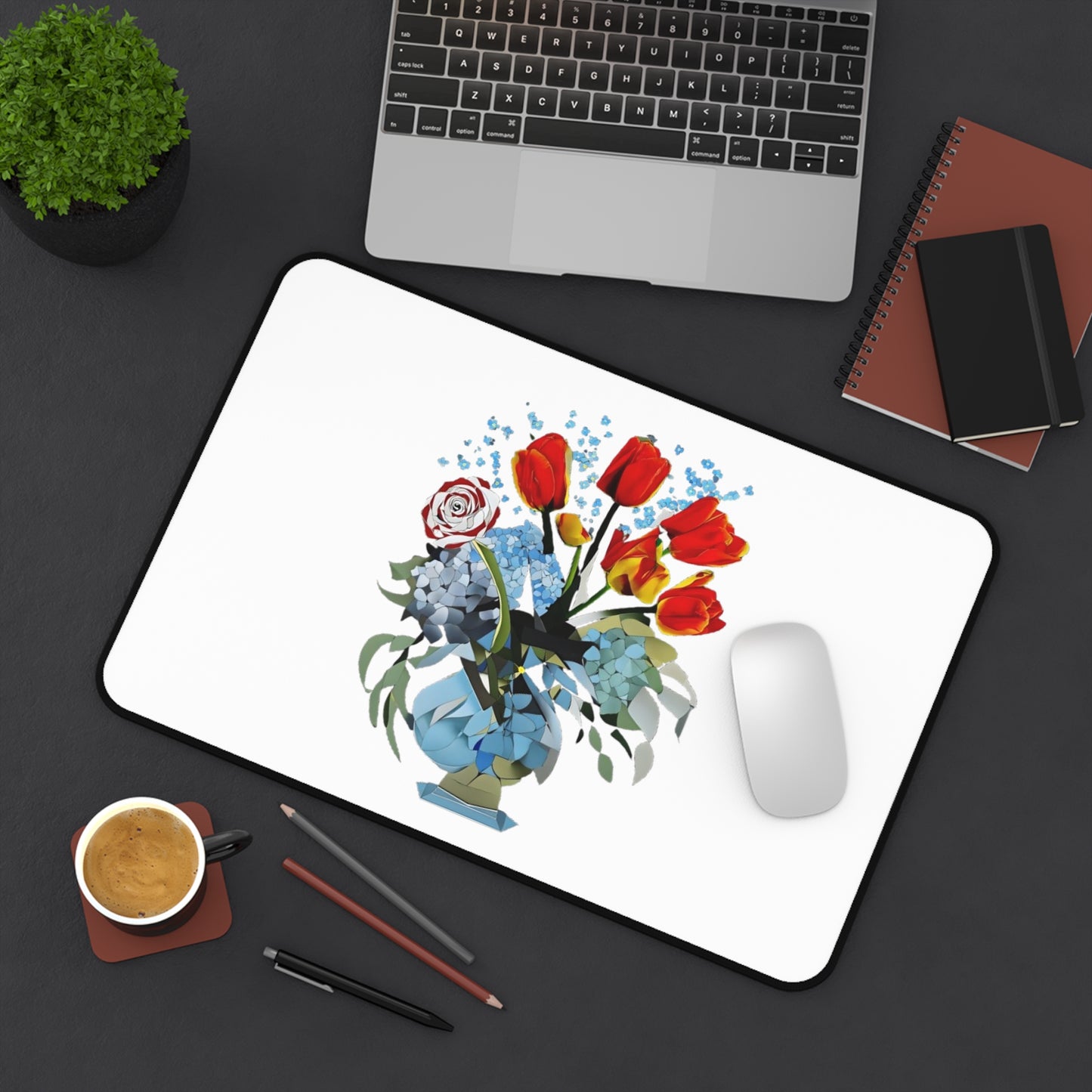 Bouquet Brilliance Desk Mat - Premium Office Desk Pad, 3 Sizes Available, Artistic Workspace Protection