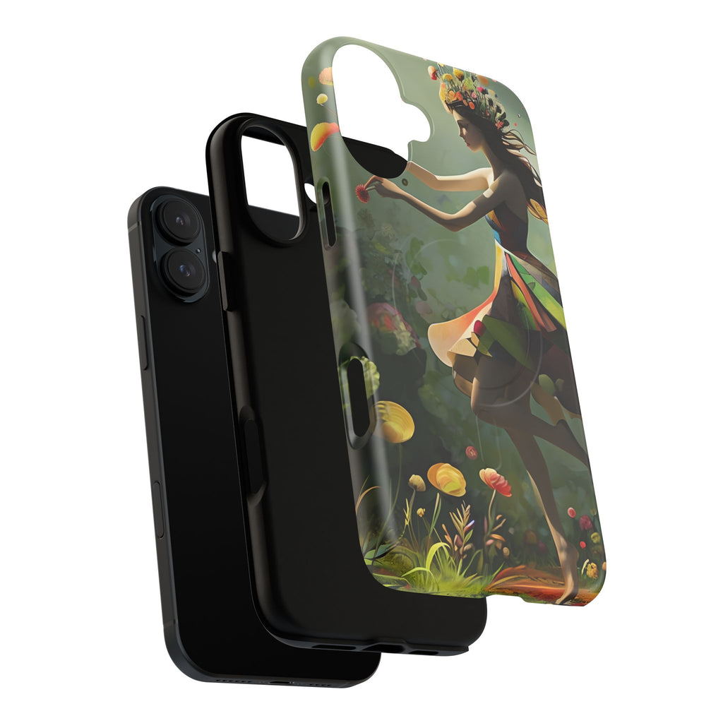 Dancing Wildflower Muse iPhone 16 Plus - Artistic Floral Fantasy Cover - MagSafe Compatible - Whimsical Nature-Inspired Protective Accessory