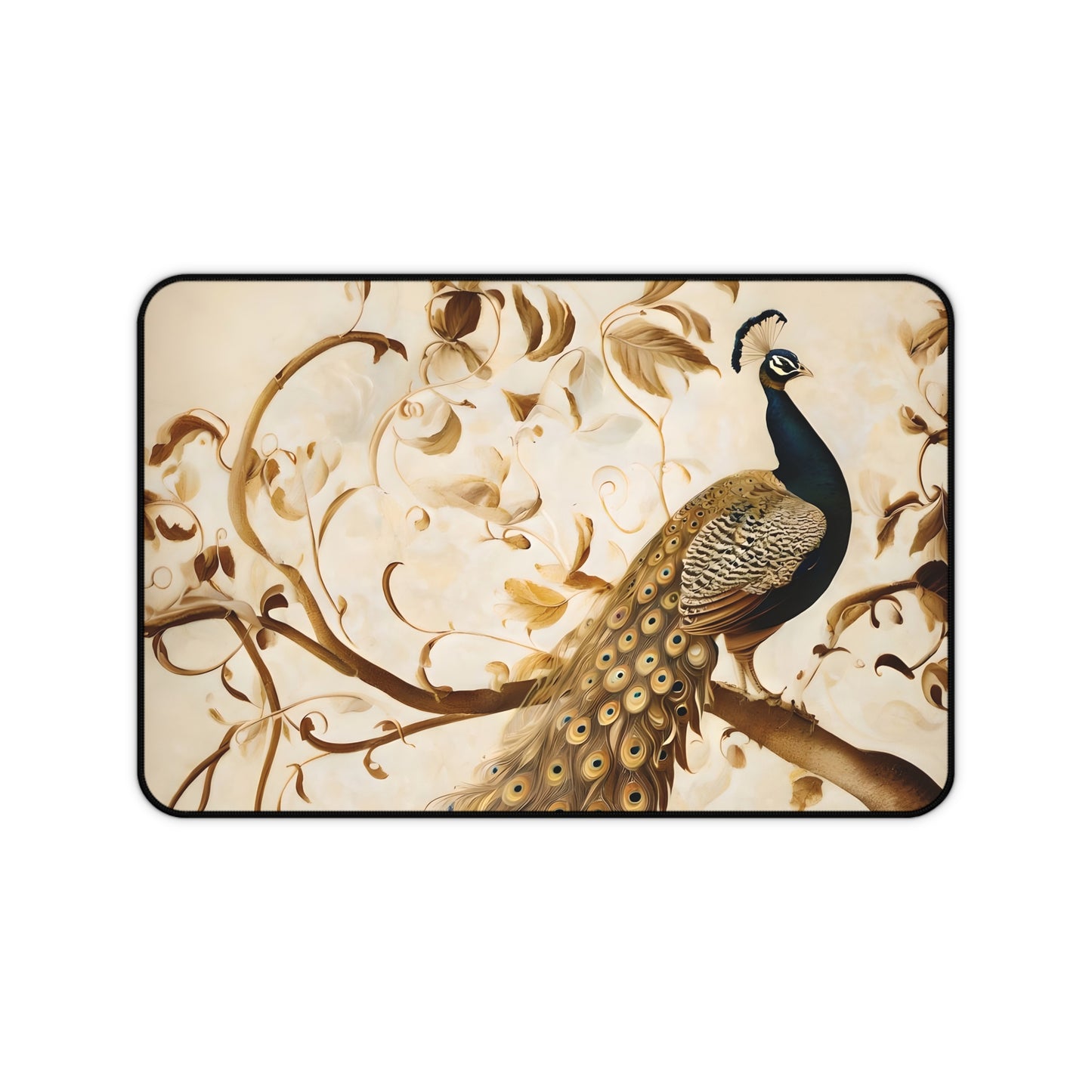 Golden Plumage Desk Mat - Premium Office Desk Pad, 3 Sizes Available, Artistic Workspace Protection