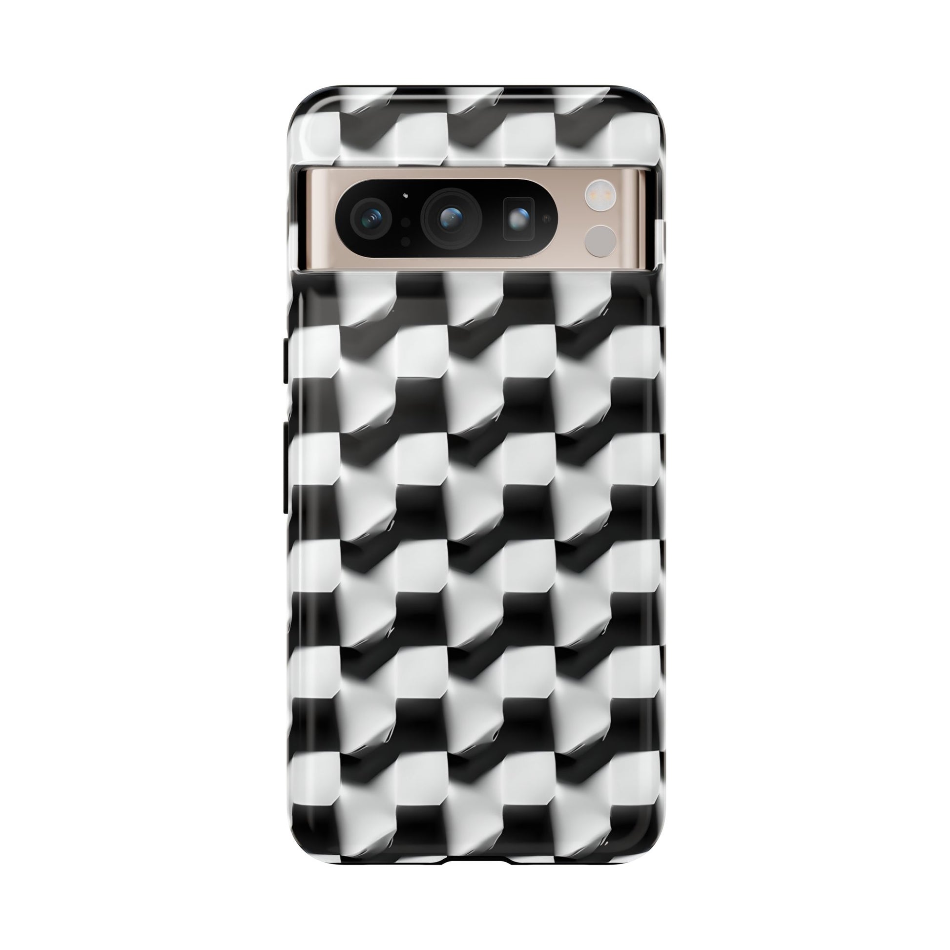 Monochrome Grid Tough Case for Google Pixel 8 Pro - Classic Checkerboard, Black & White, Minimalist Trend