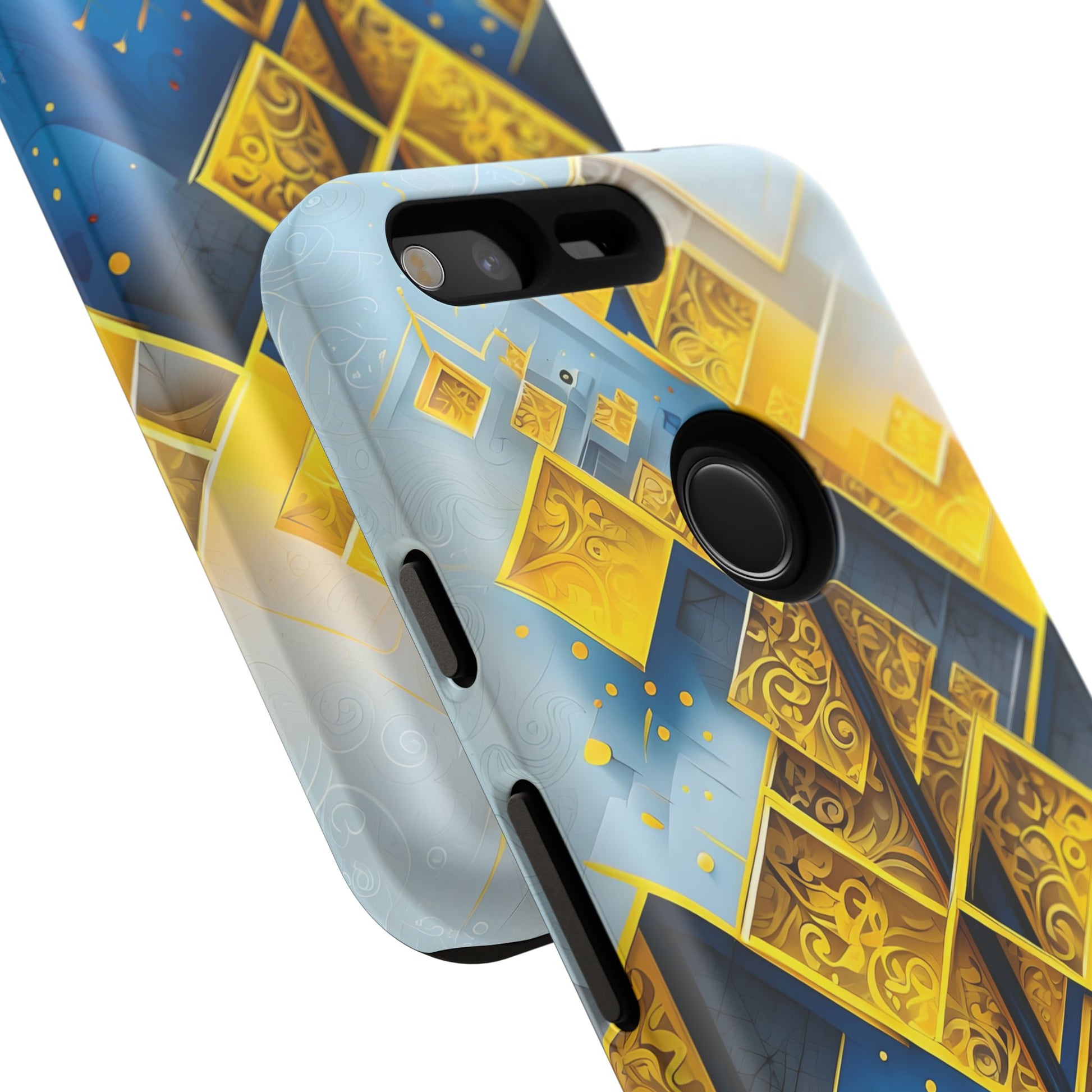 Golden Ascent Luxe Geometric Google Pixel Tough Case - Elegant Abstract Gold Design