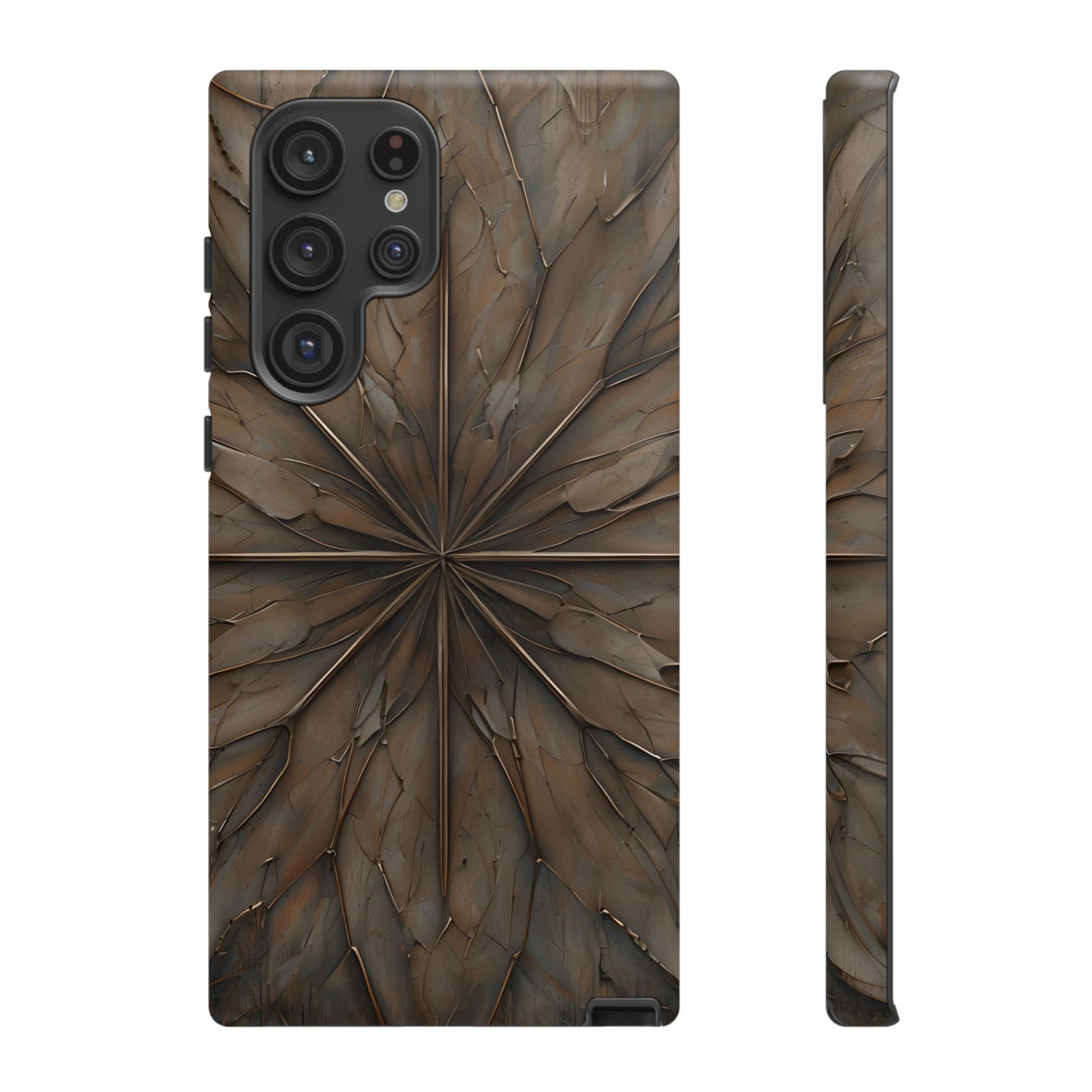 Earthstone Mandala - Kaleidoscope Collection Artistic Taupe Burst - Samsung Galaxy S22 Ultra Tough Phone Case