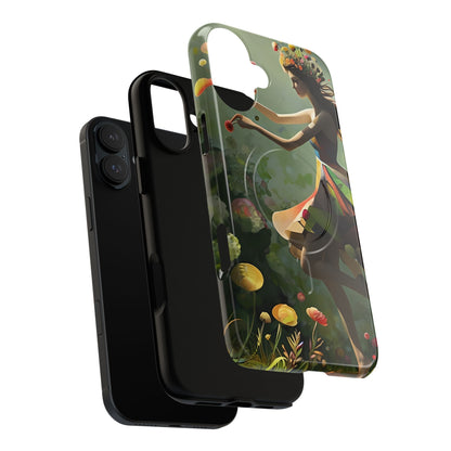 Dancing Wildflower Muse iPhone - Artistic Floral Fantasy Cover - MagSafe Compatible - Whimsical Nature-Inspired Protective Accessory