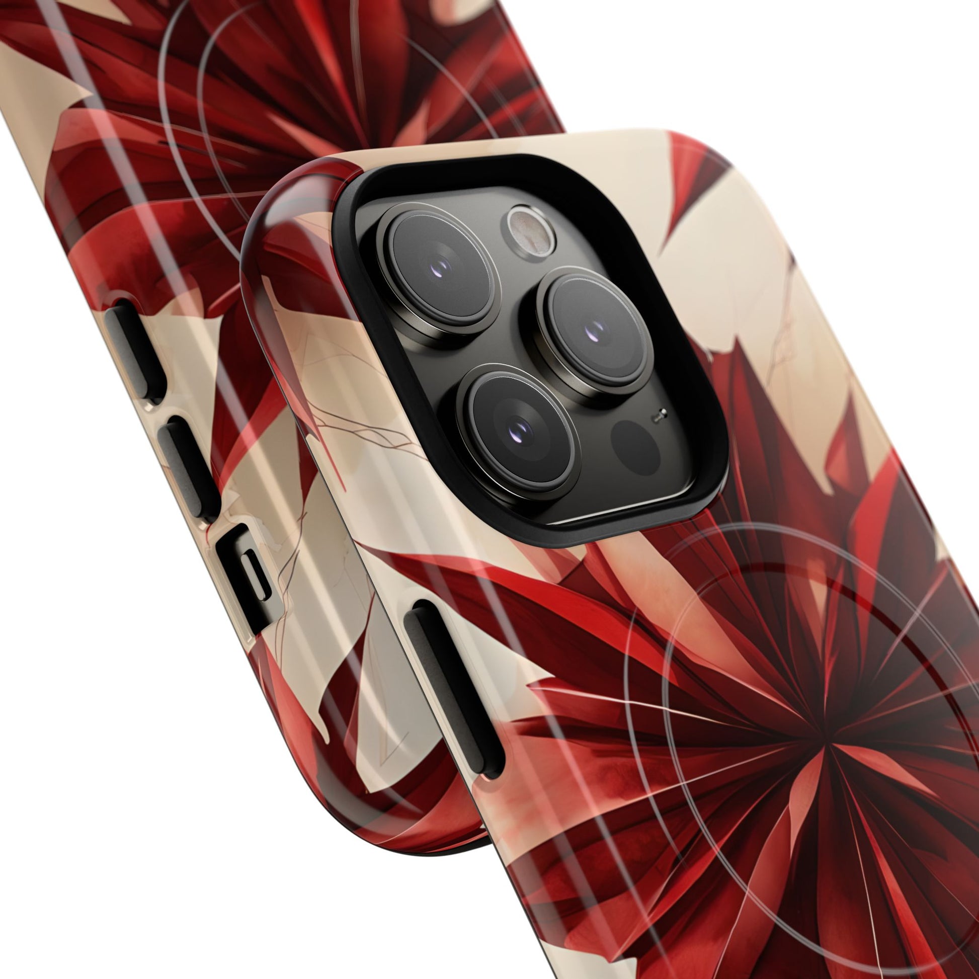Ruby Compass iPhone 14 Pro MagSafe Phone Case - Bold Red Modern Design
