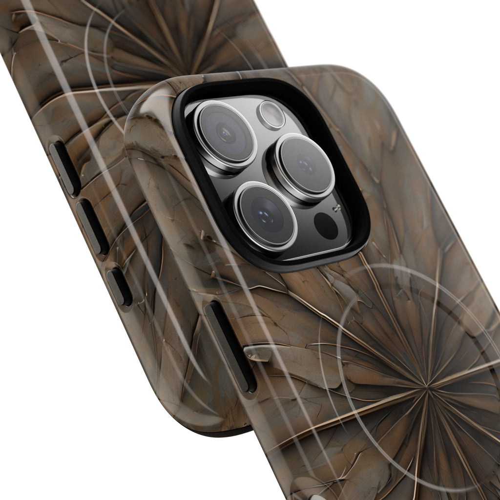 Earthstone Mandala - Kaleidoscope Collection Artistic Taupe Burst - iPhone 16 Pro MagSafe Phone Case