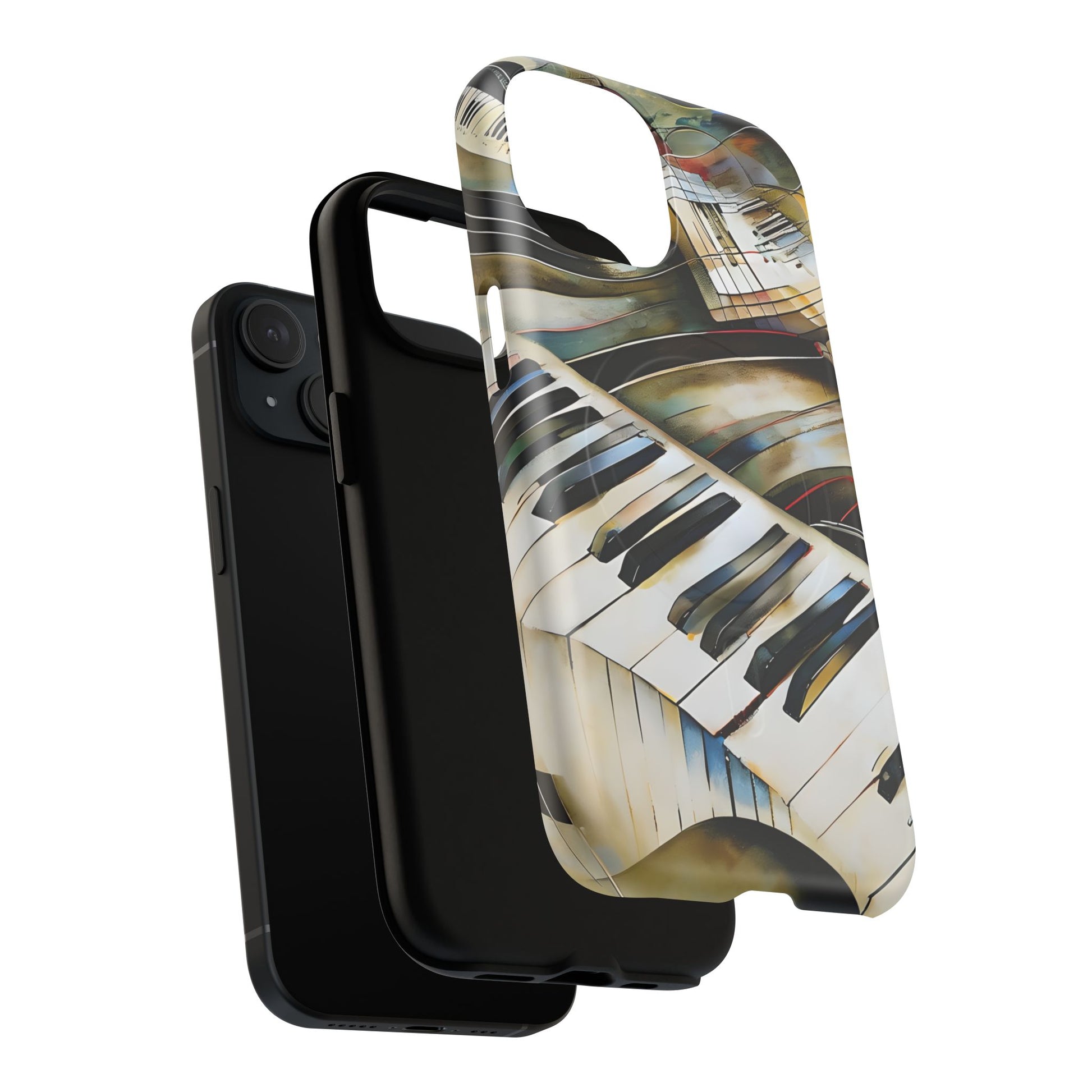 Ivory Cascade Abstract Keyboard Music iPhone 15 MagSafe Case