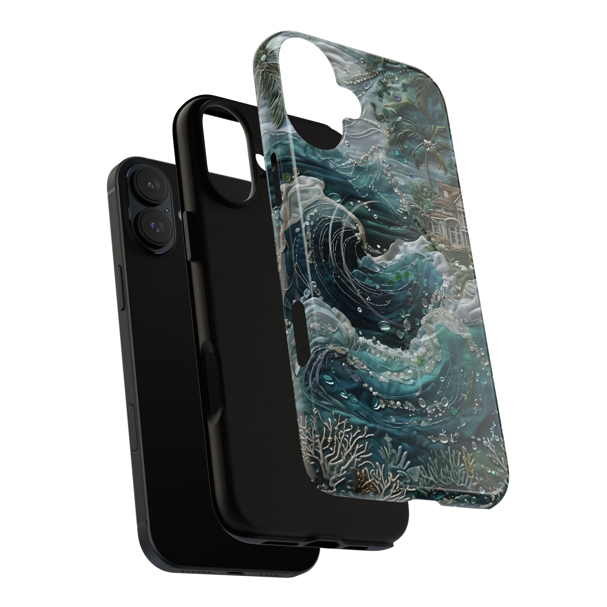 Tropical Midnight Wave - Artistic Ocean iPhone 16 Plus MagSafe Phone Case - Dramatic Blue Wave Design