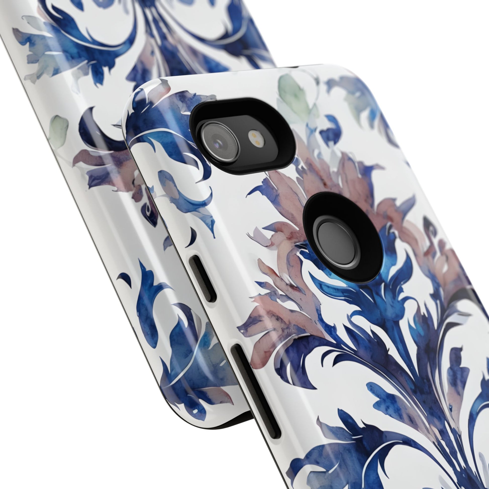 Delft Reverie - Elegant Blue & White Google Pixel 3a Tough Phone Case - Dutch Delftware-Inspired Floral Design
