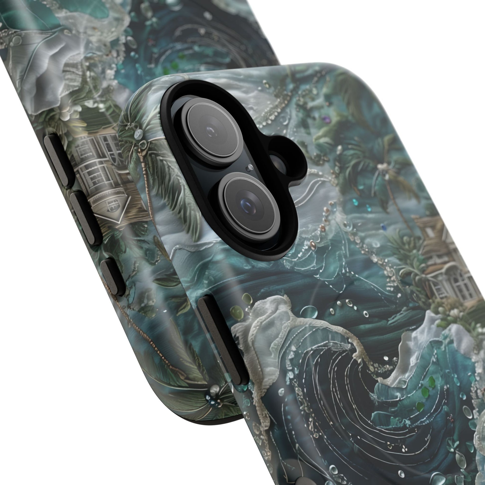 Tropical Midnight Wave - Artistic Ocean iPhone 16 MagSafe Phone Case - Dramatic Blue Wave Design